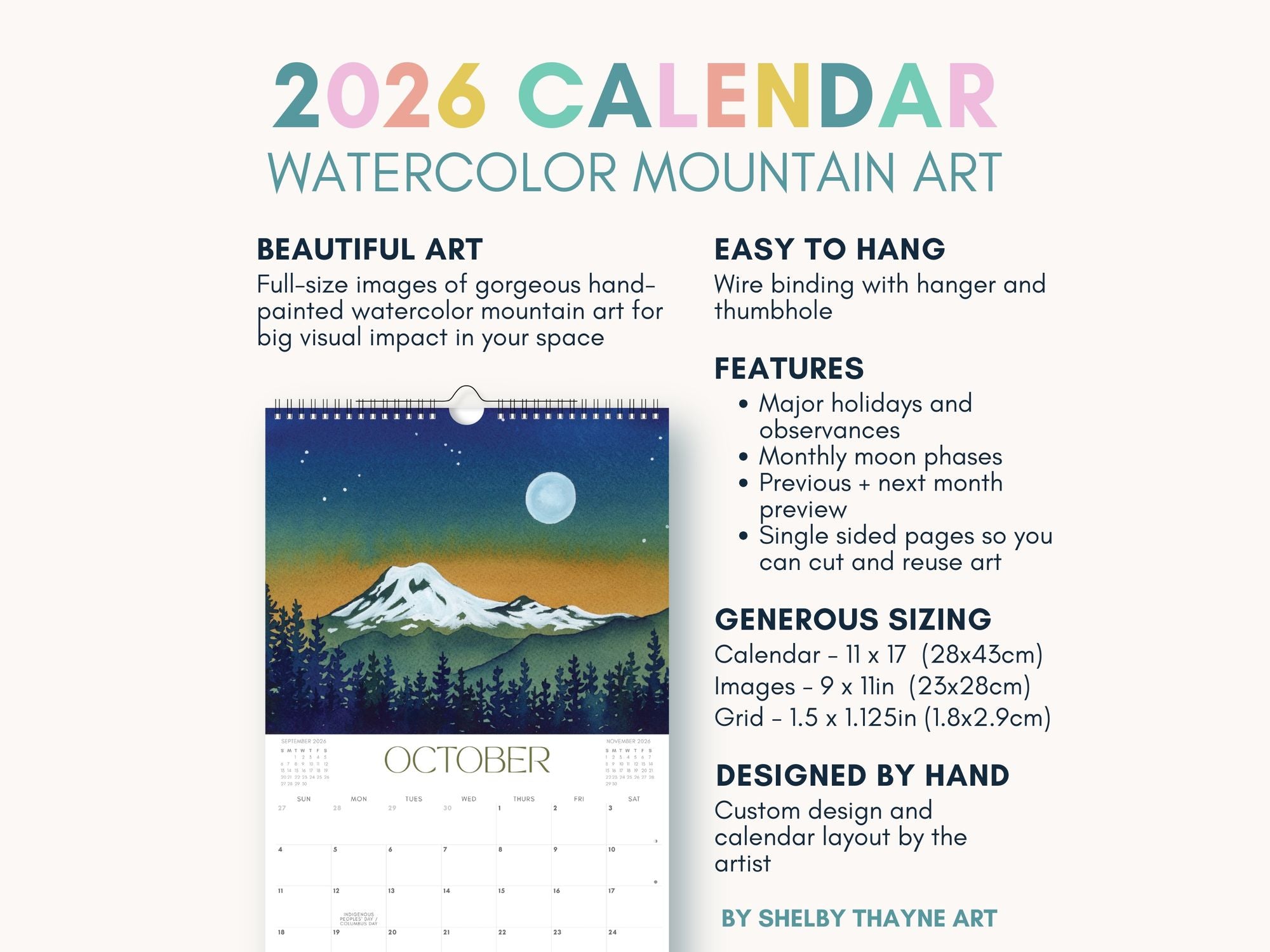 2026 Mountain Art Wall Calendar - Image 4