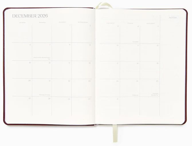 2025-2026 Paper Source Maroon Leather 18-Month Weekly Desk Planner - Image 9