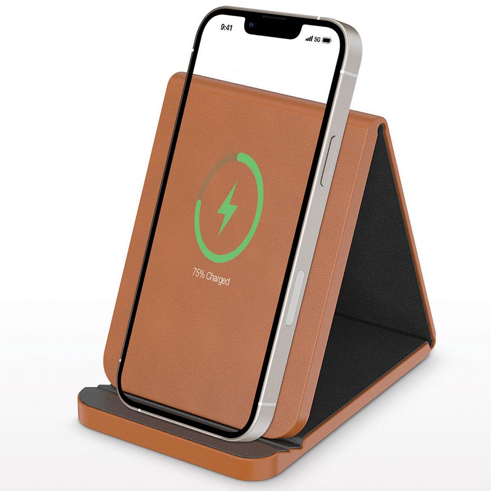 Folding Leather Wireless Phone Charging Stand - Image 3