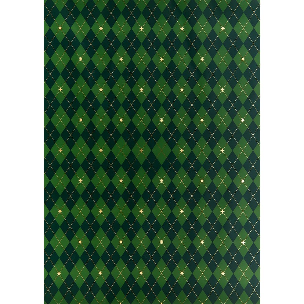 Alternative view of Green Argyle Continuous Roll Wrap