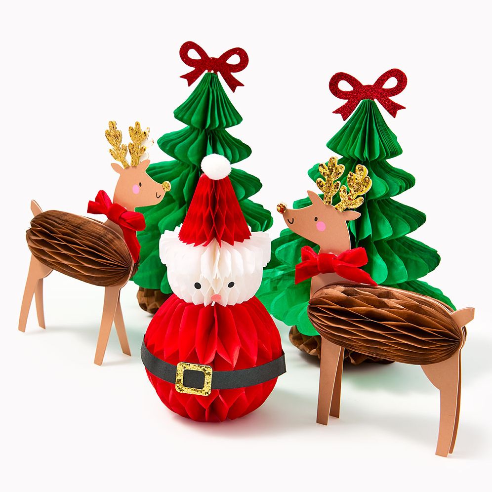 Alternative view of Santa, Deer and Tree Honeycomb Set