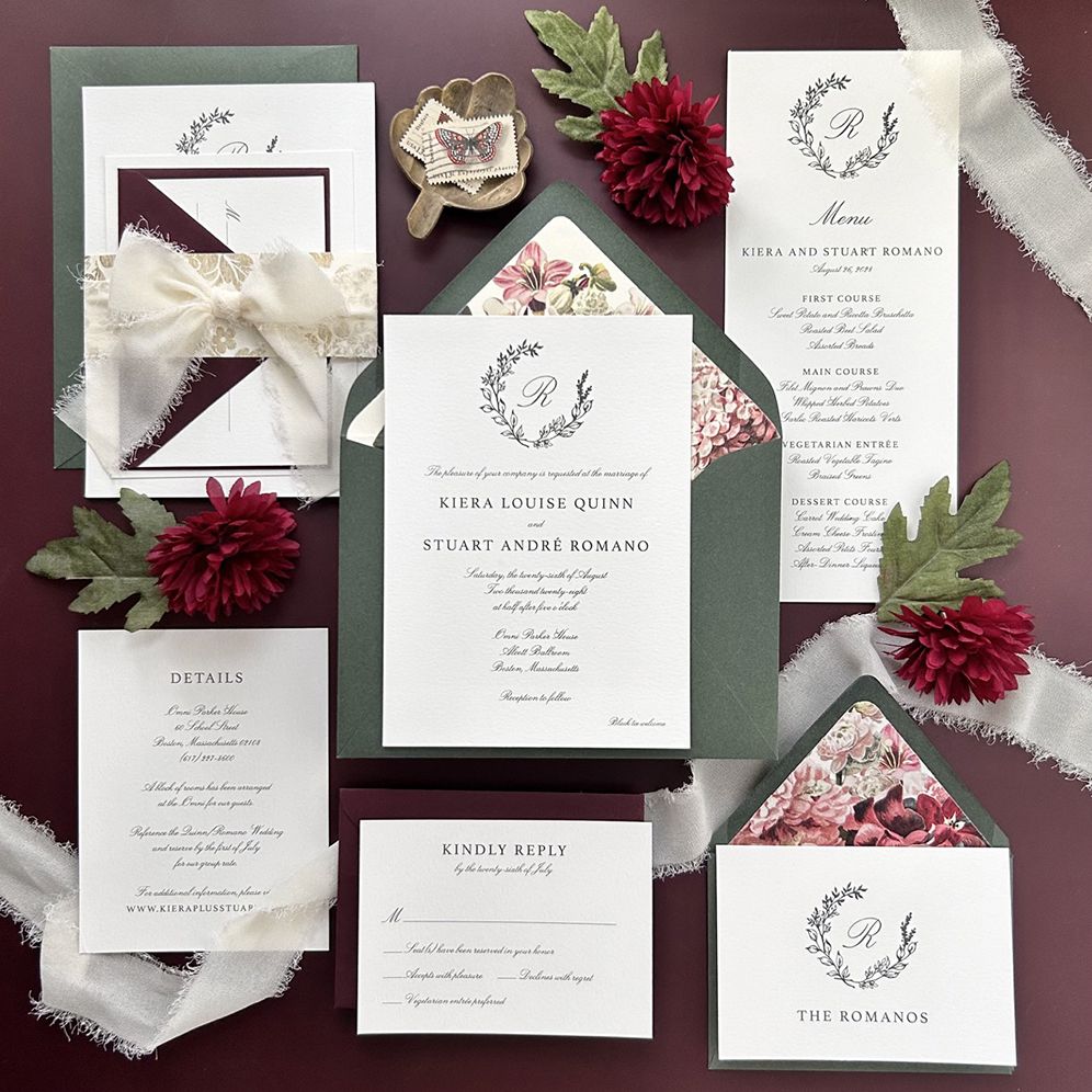 Alternative view of Botanical Wreath Monogram Wedding Invitation