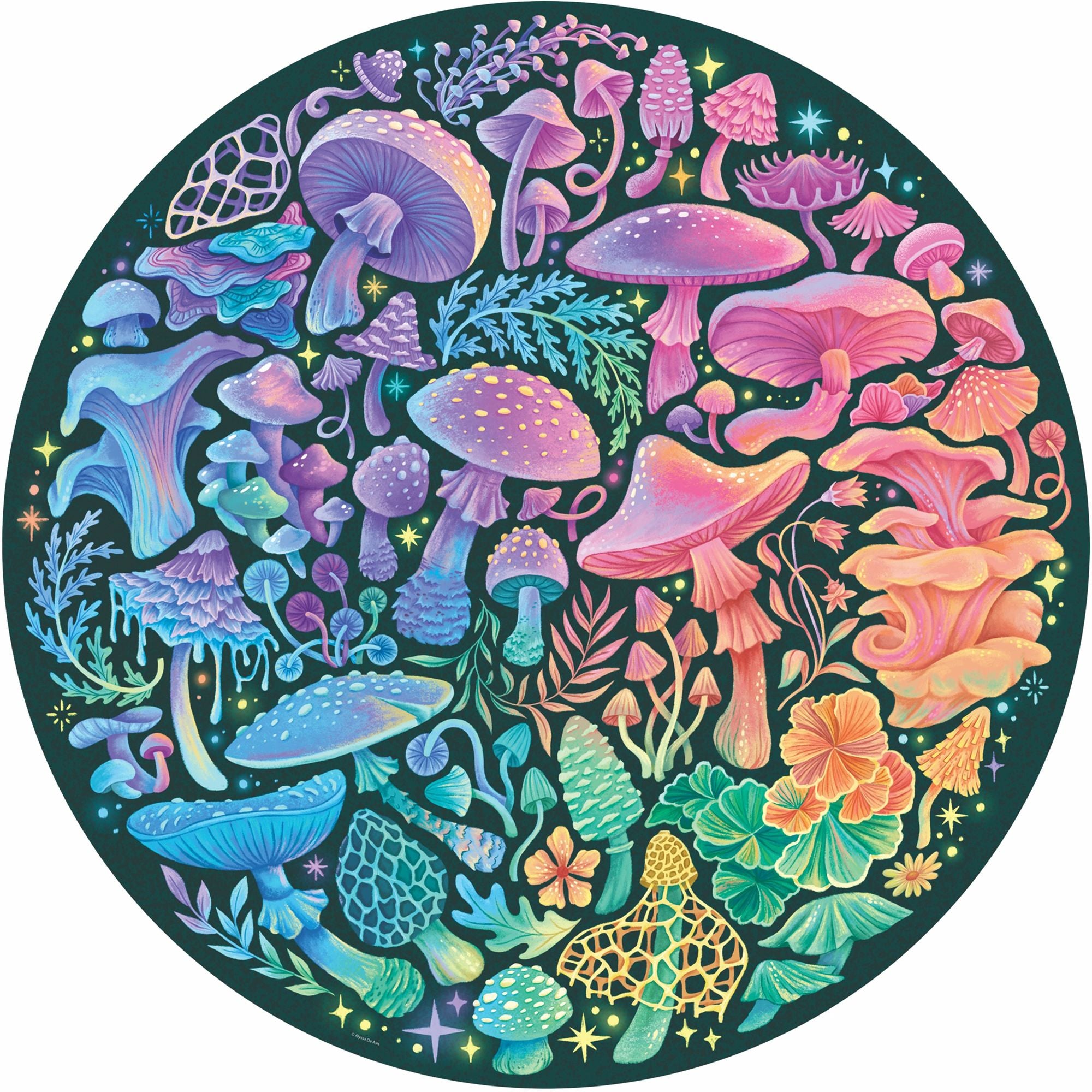Alternative view of Mushrooms 500 Piece Round Puzzle