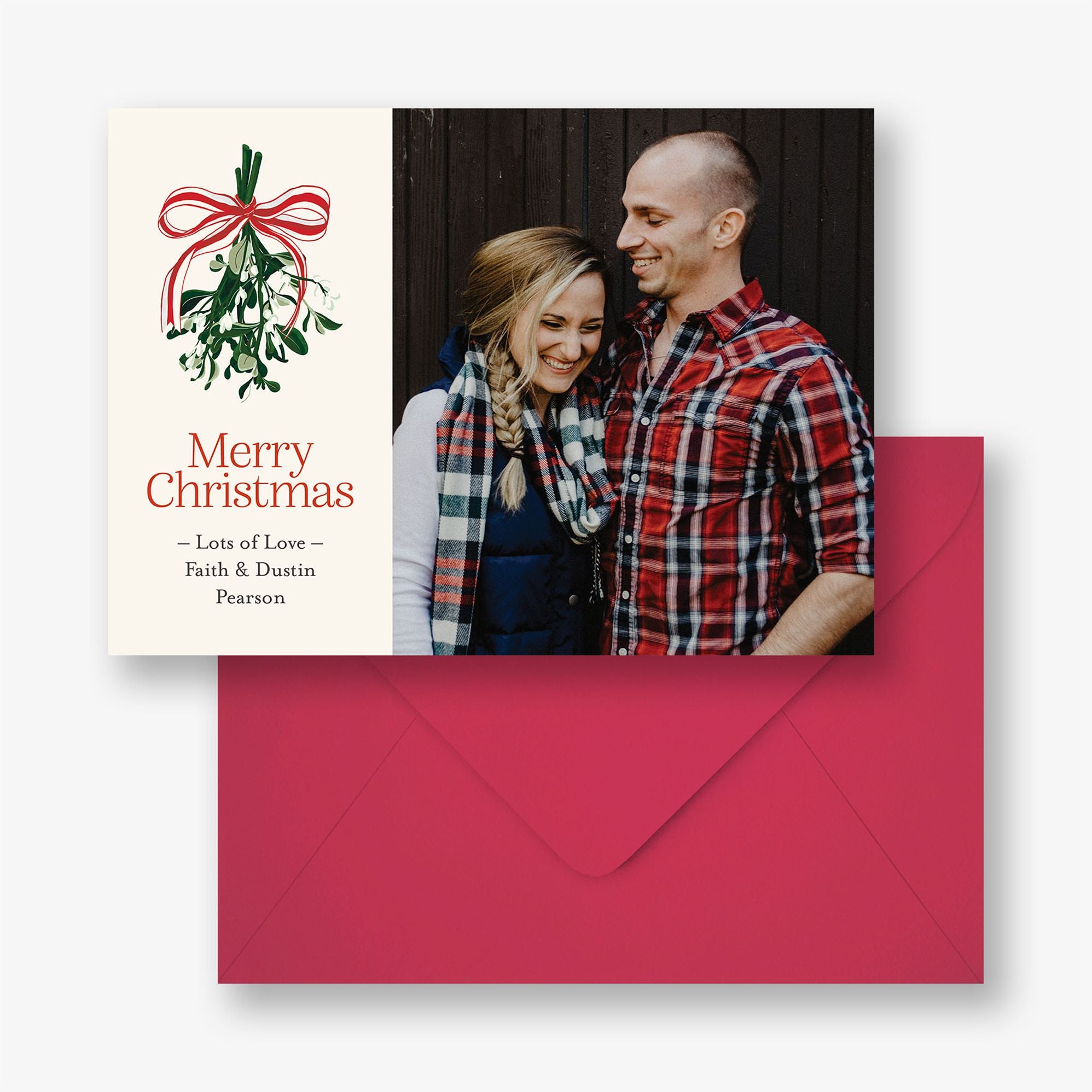 Alternative view of Striped Mistletoe Holiday Photo Card