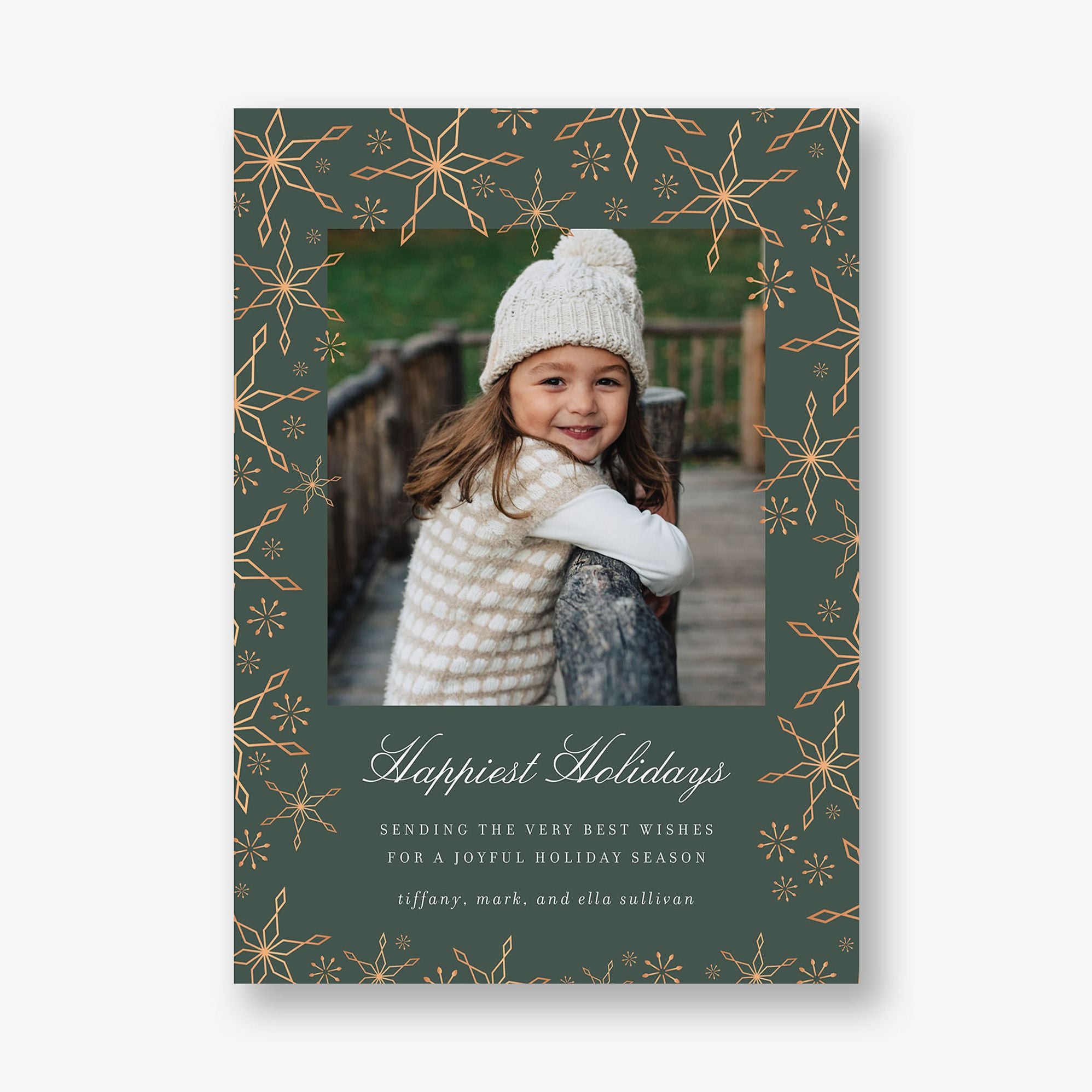 Alternative view of Scattered Snowflakes Foil Holiday Photo Card