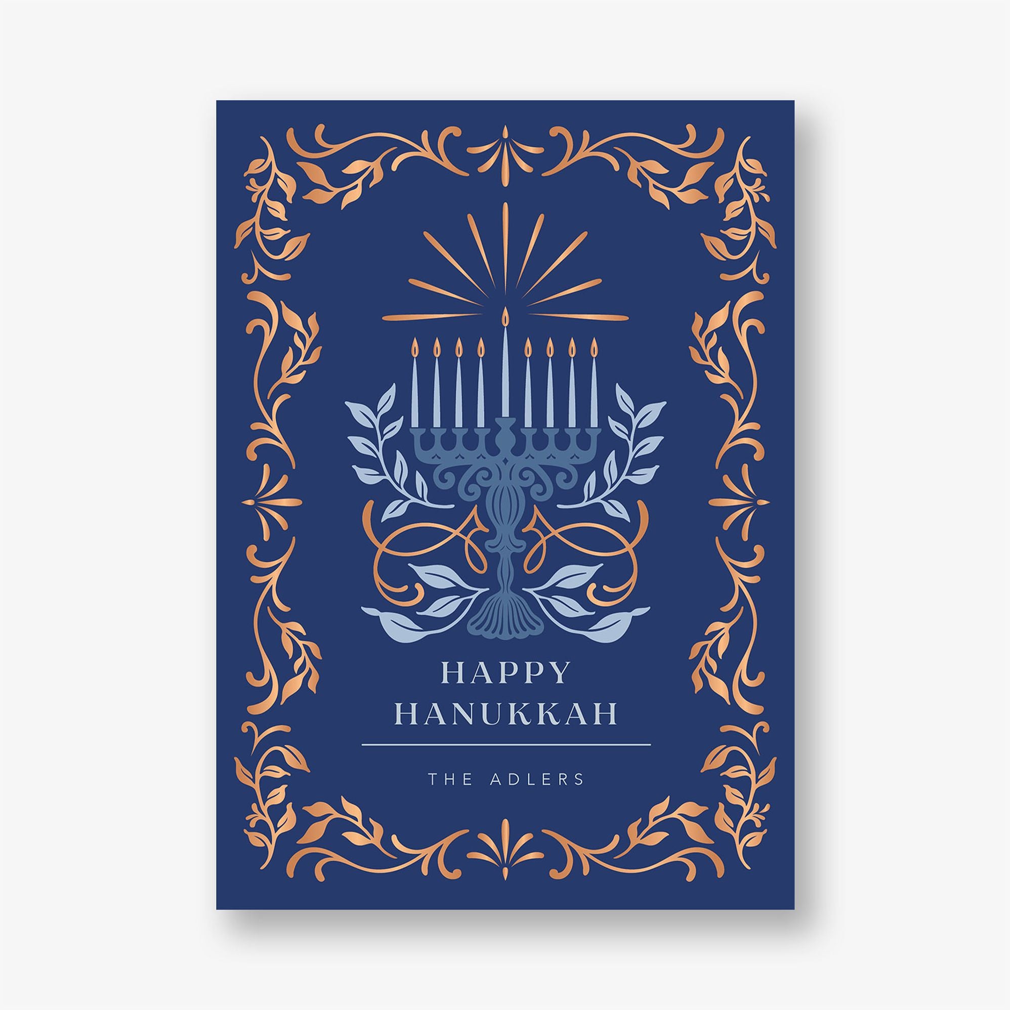 Alternative view of Radiant Menorah Foil Frame Holiday Card