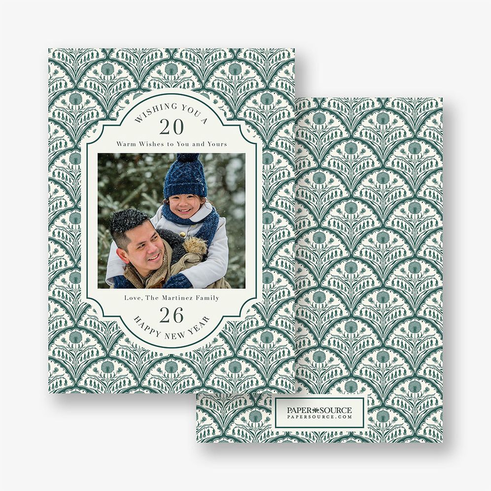 Floral Scallop New Years Photo Card - Image 3