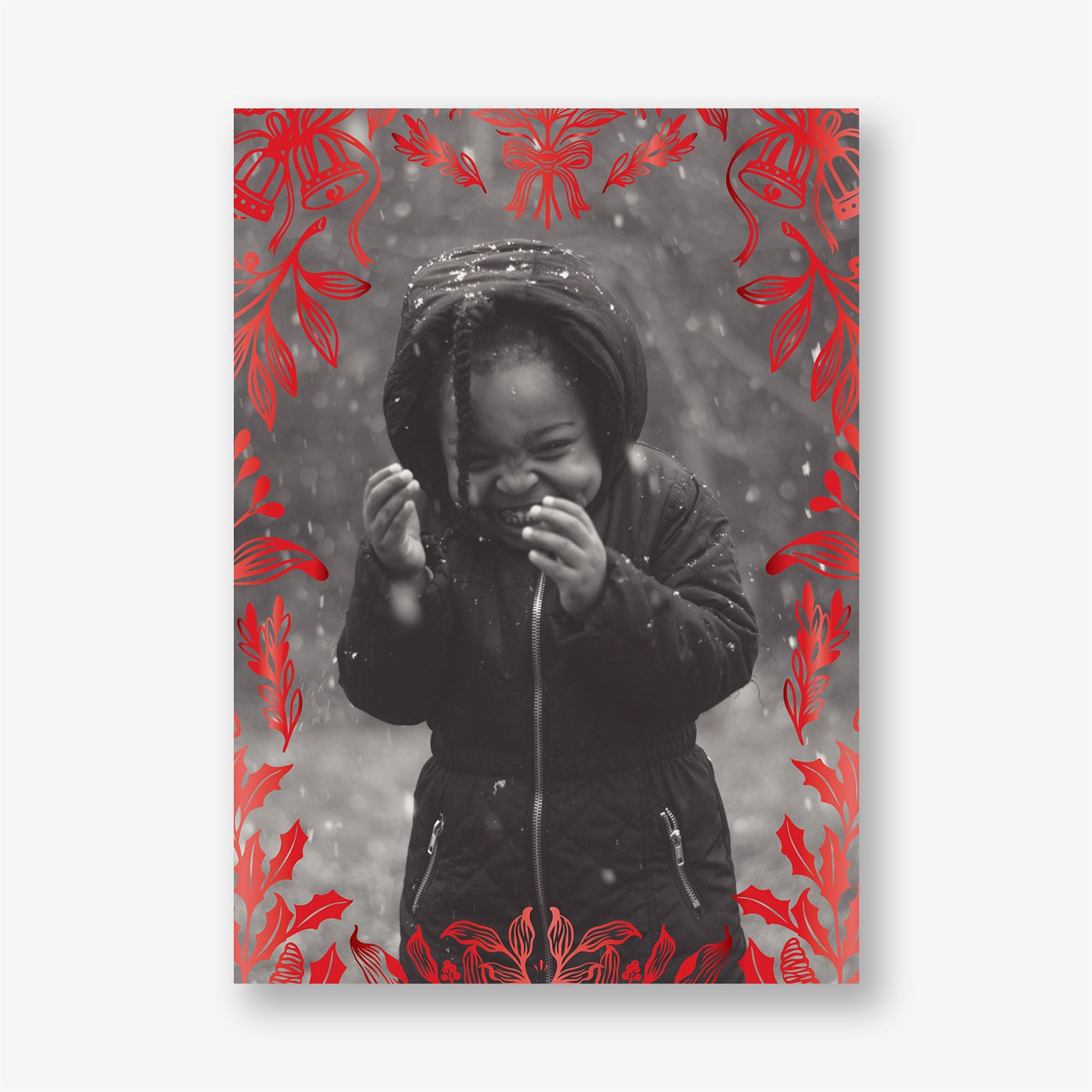 Botanical Bells Foil Frame Holiday Photo Card - Image 3