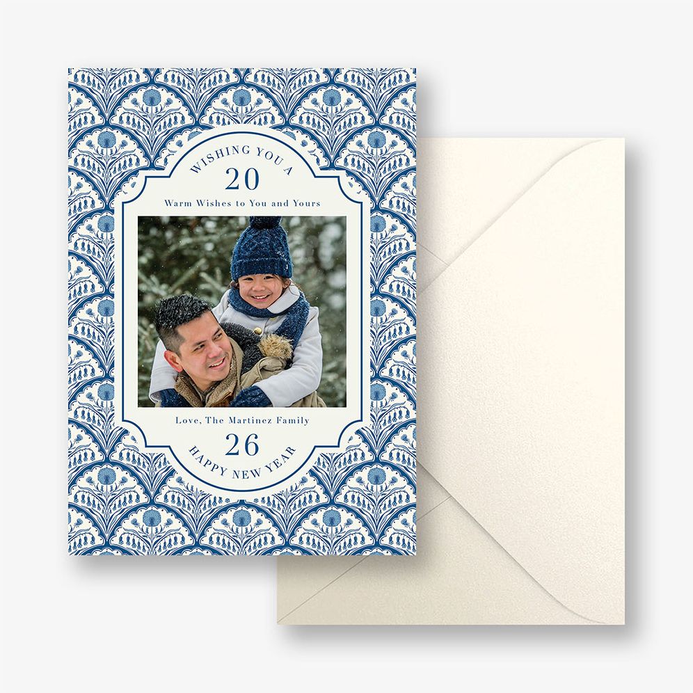 Floral Scallop New Years Photo Card - Image 4