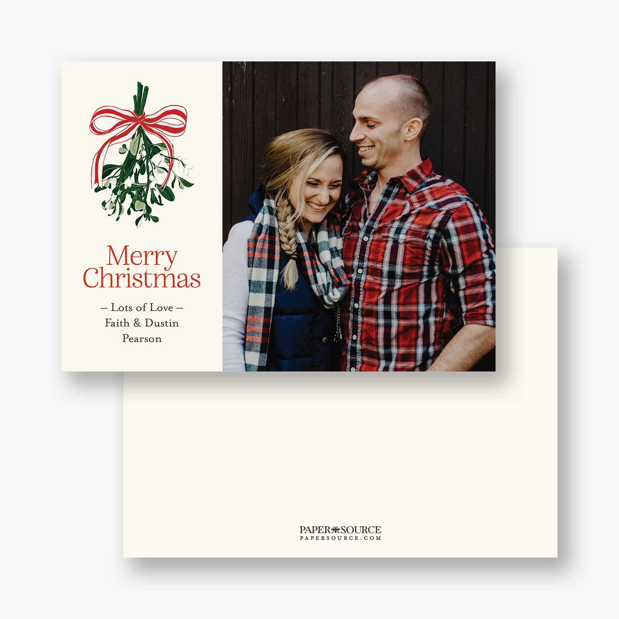 Striped Mistletoe Holiday Photo Card - Image 3