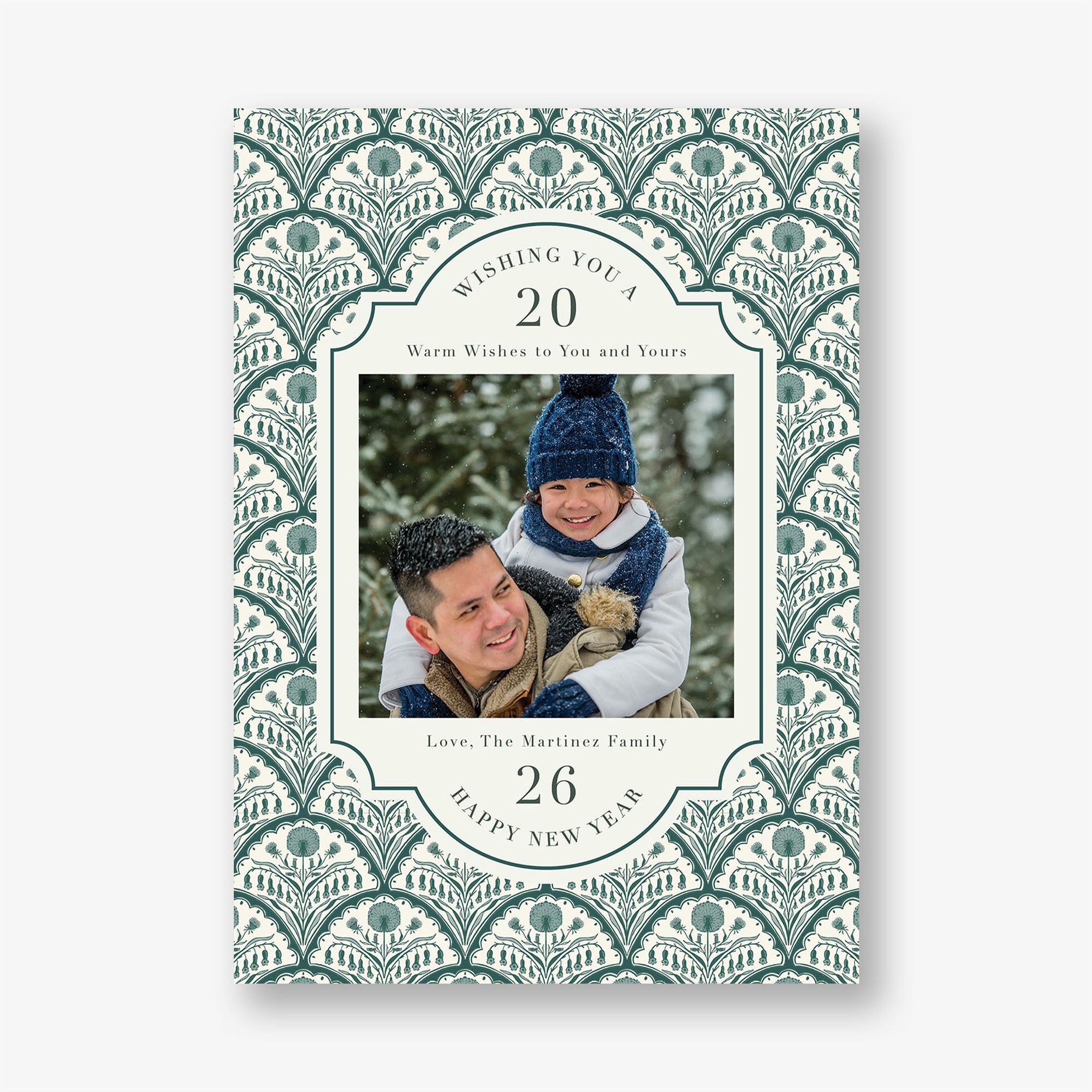Floral Scallop New Years Photo Card - Image 5