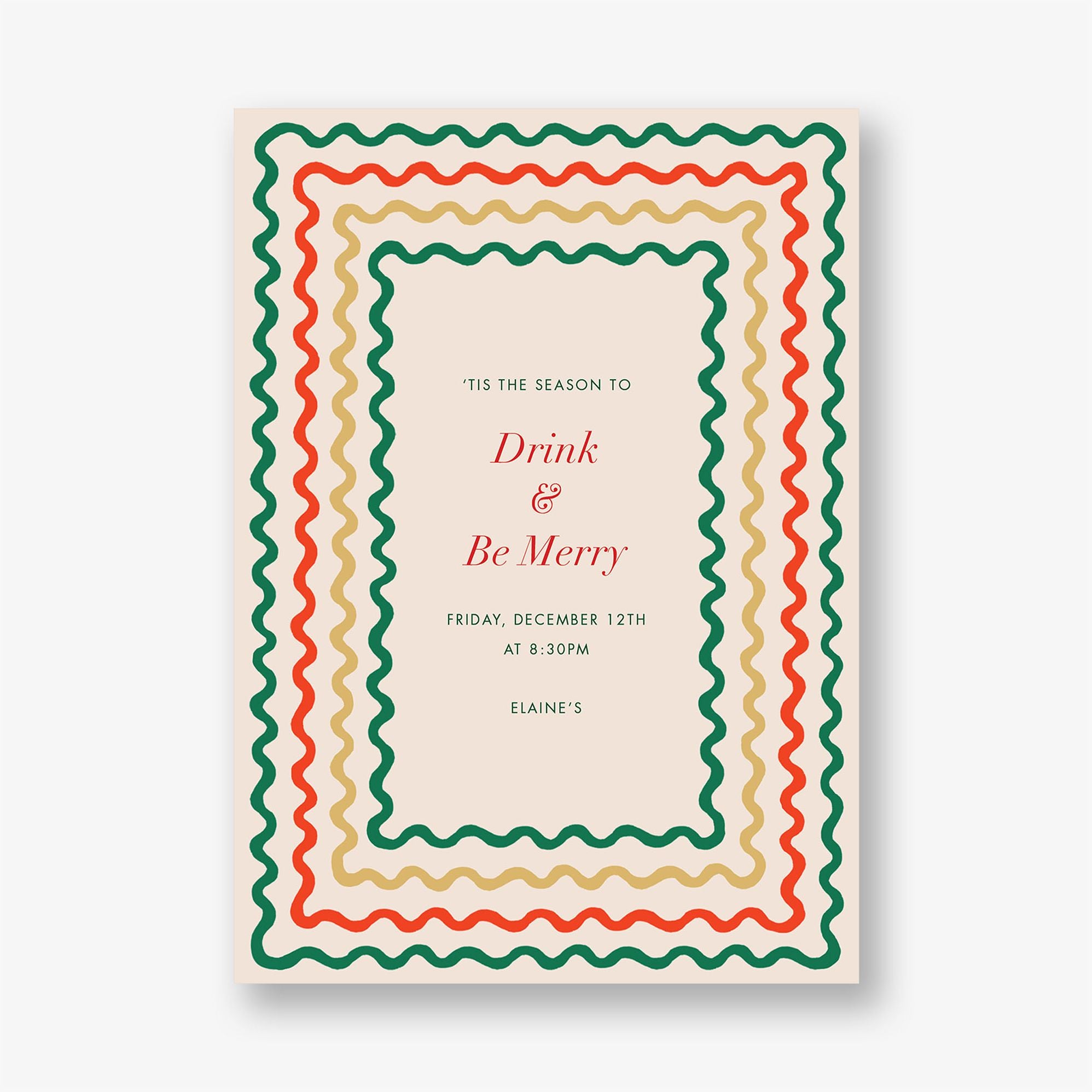 Holiday Ribbon Stripe Party Invitation