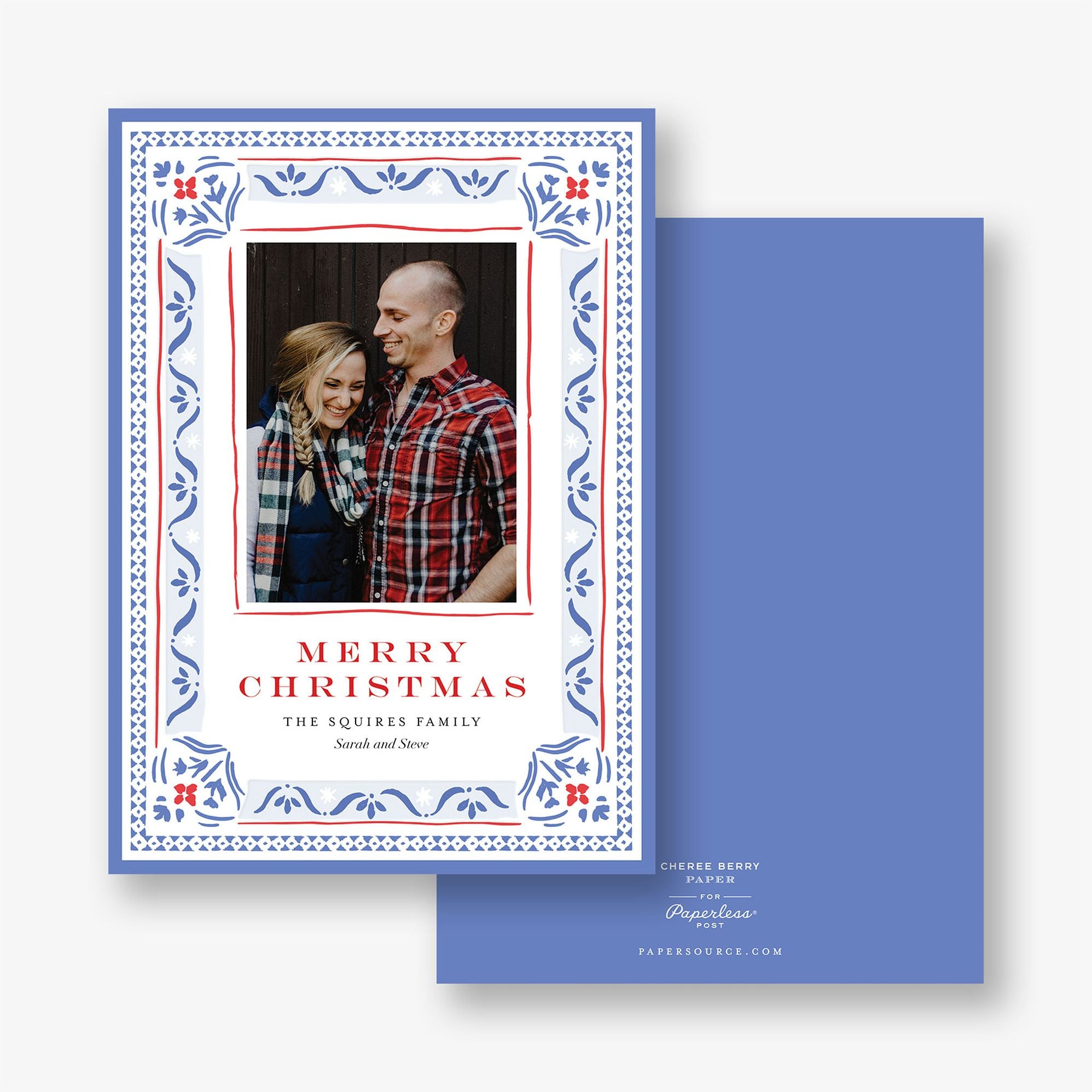 Alternative view of Blue Pattern Frame Holiday Photo Card