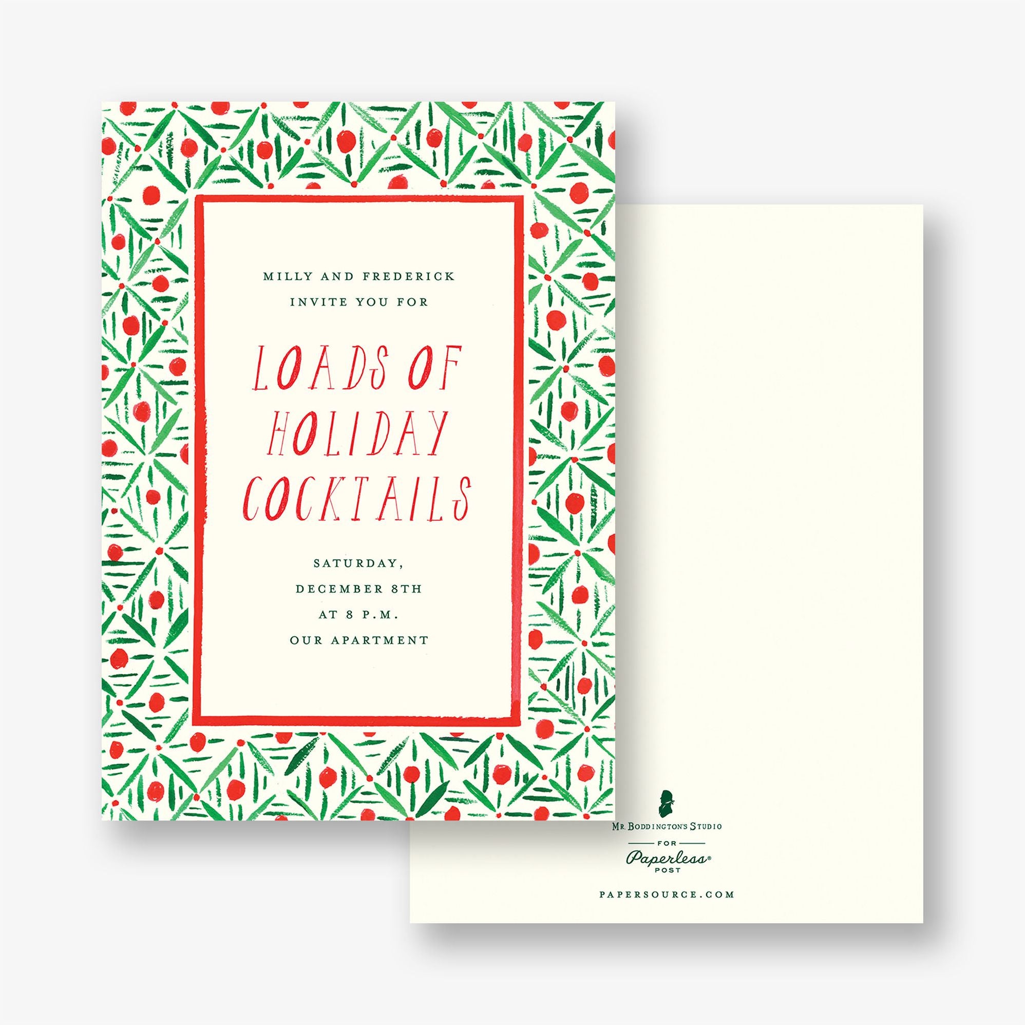 Alternative view of Red and Green Pattern Holiday Party Invitation