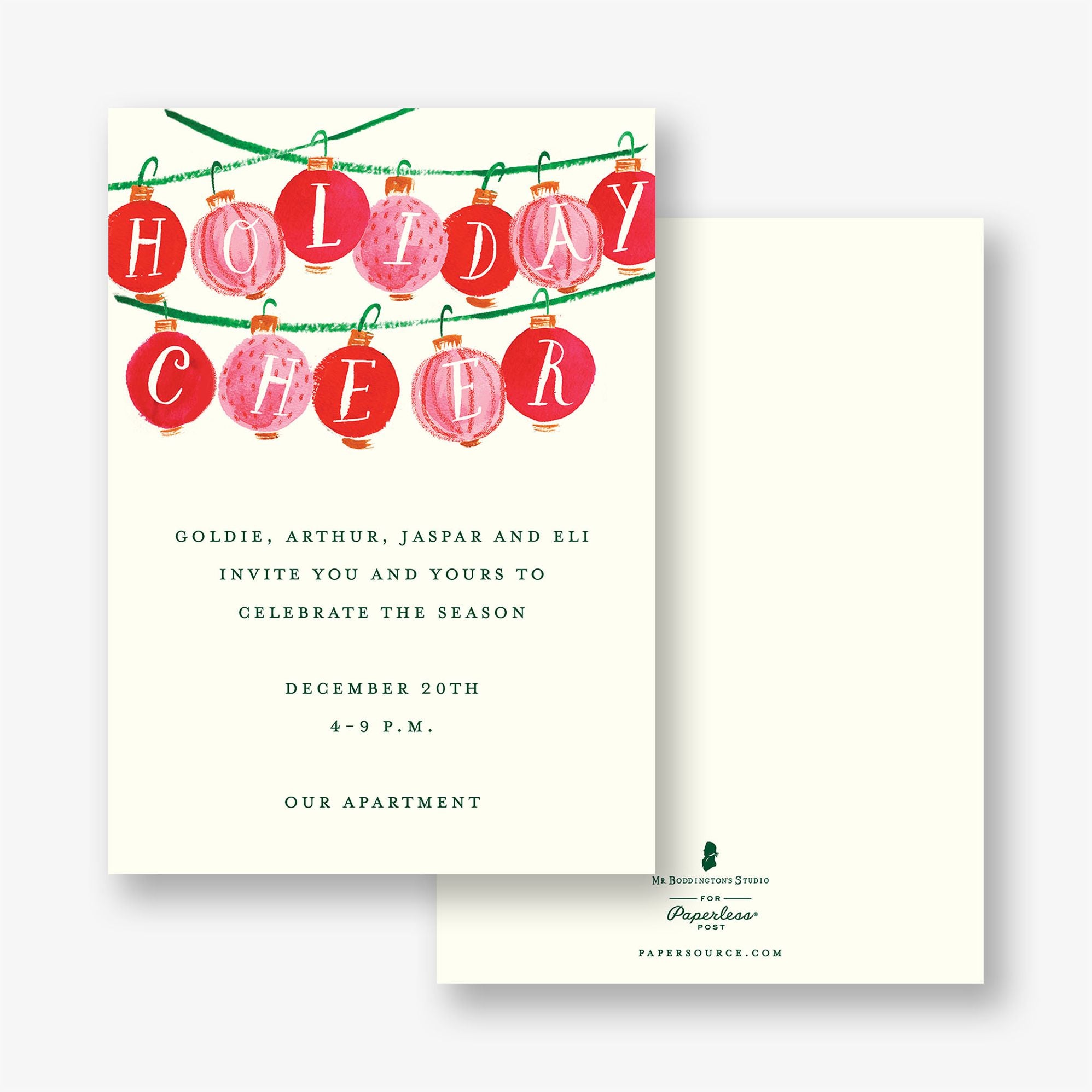 Alternative view of Cheery Ornaments Holiday Party Invitation