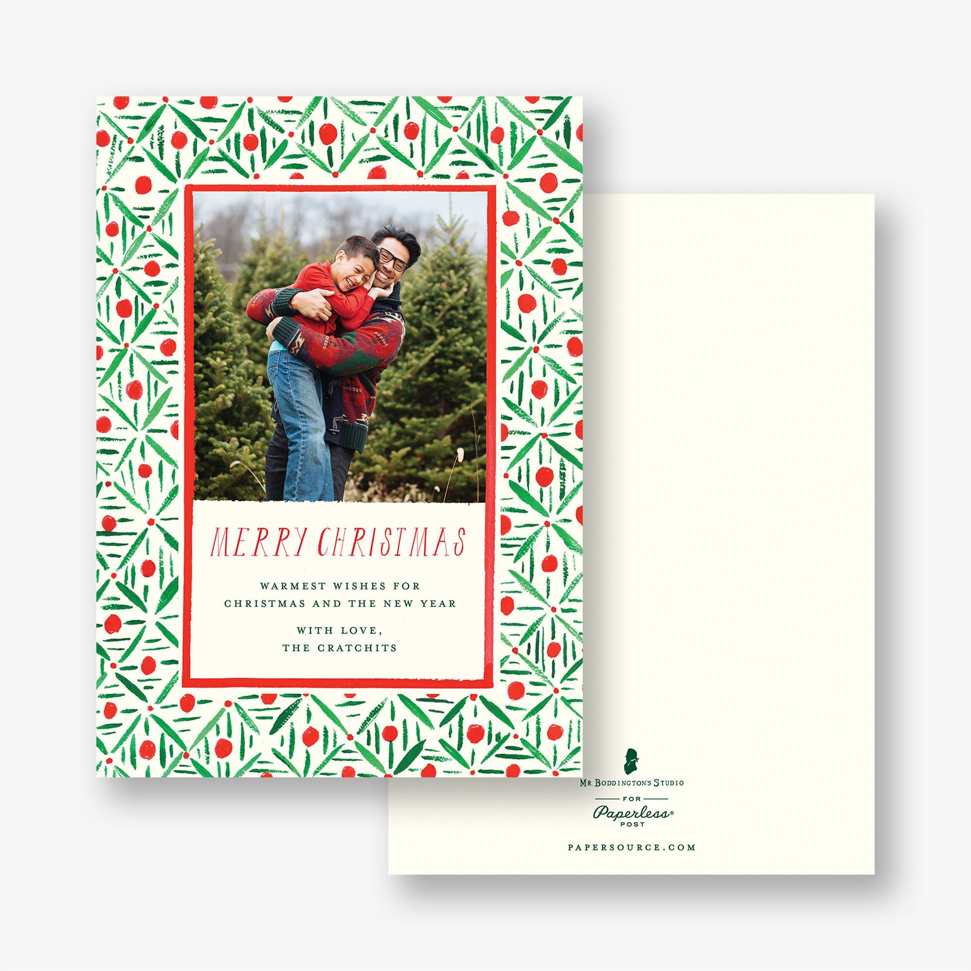 Red and Green Pattern Holiday Photo Card - Image 2