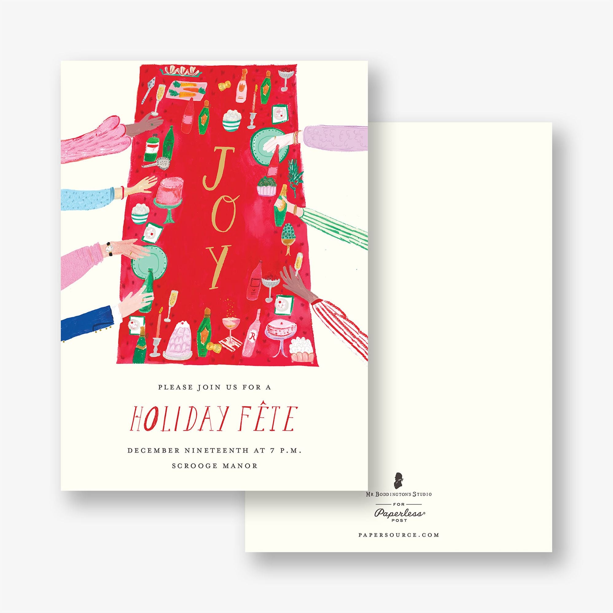Alternative view of Joyful Dinner Holiday Party Invitation
