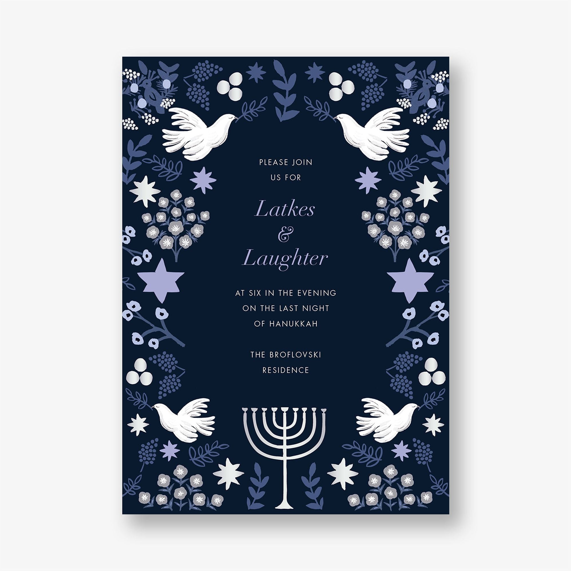 Alternative view of Laurel Hanukkah Foil Holiday Party Invitation