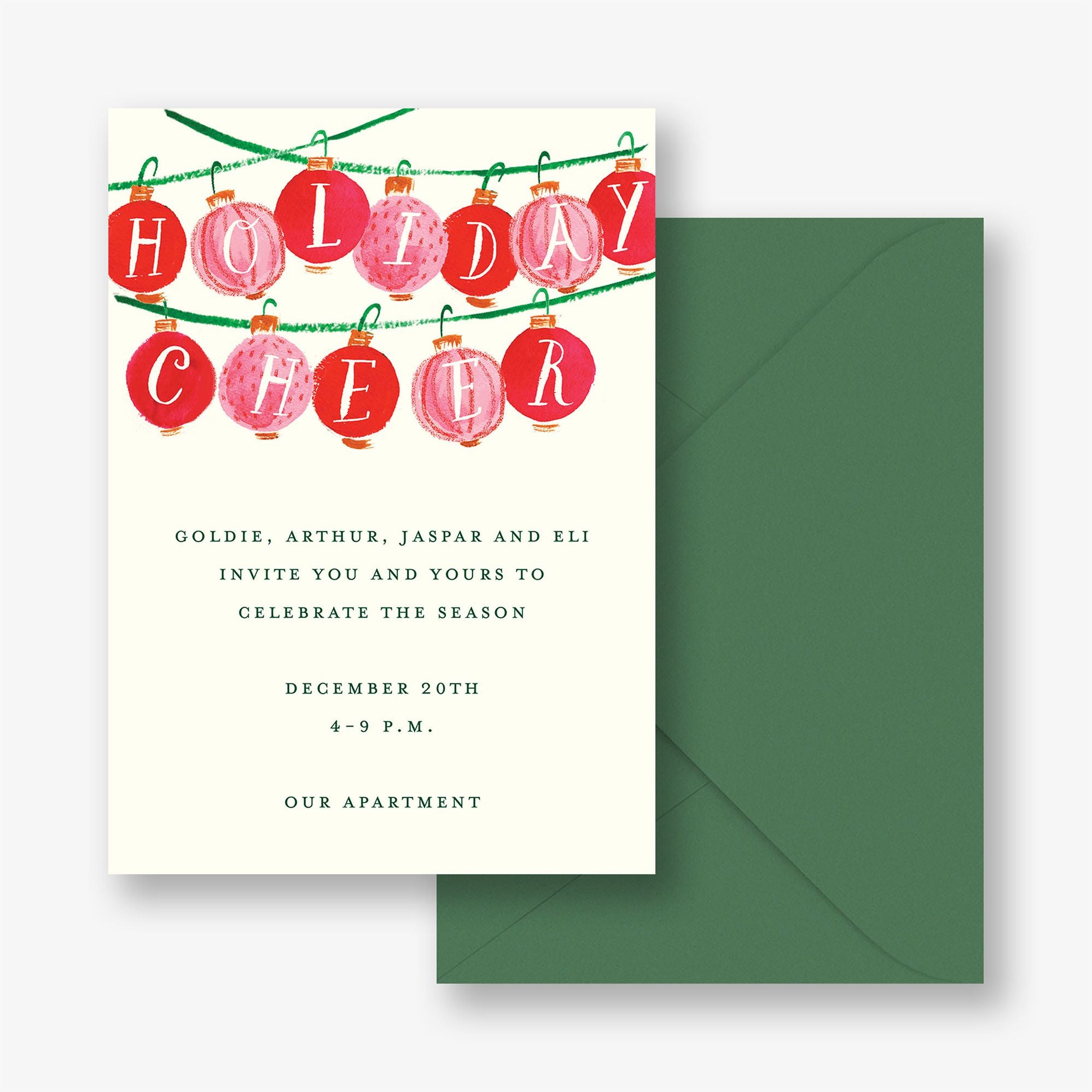 Cheery Ornaments Holiday Party Invitation - Image 3