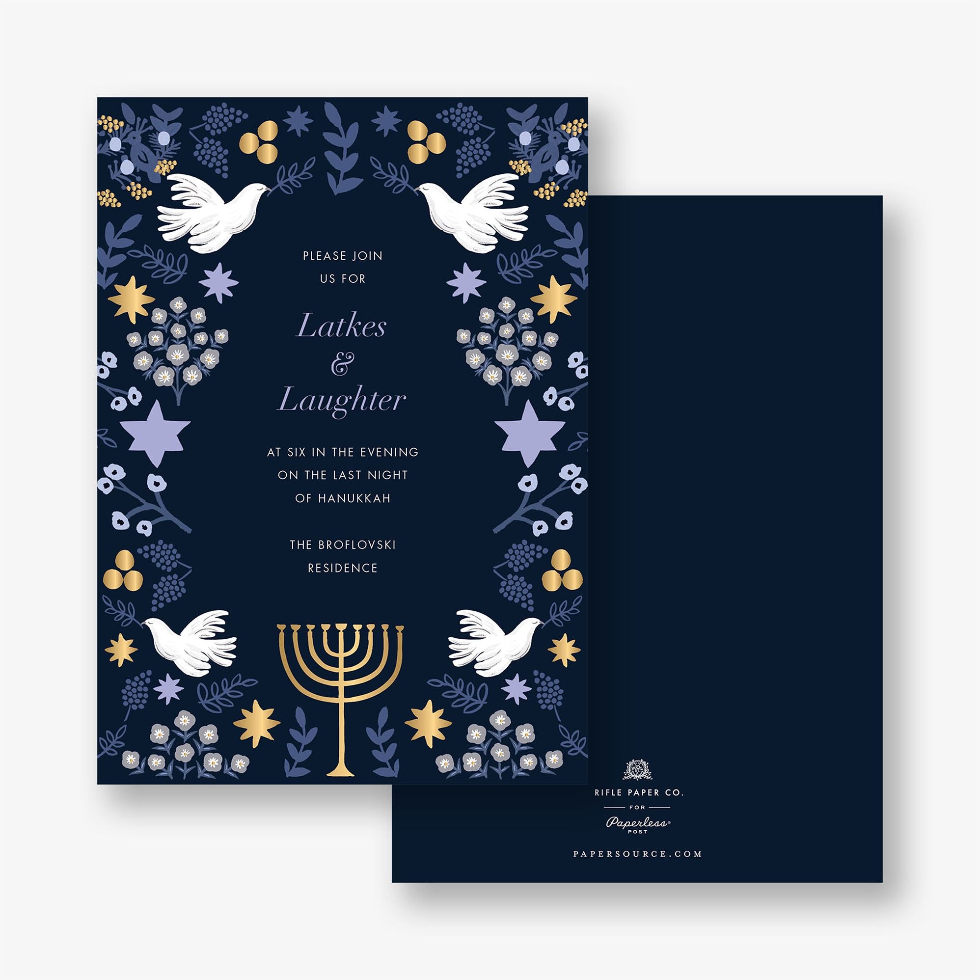 Laurel Hanukkah Foil Holiday Party Invitation - Image 4