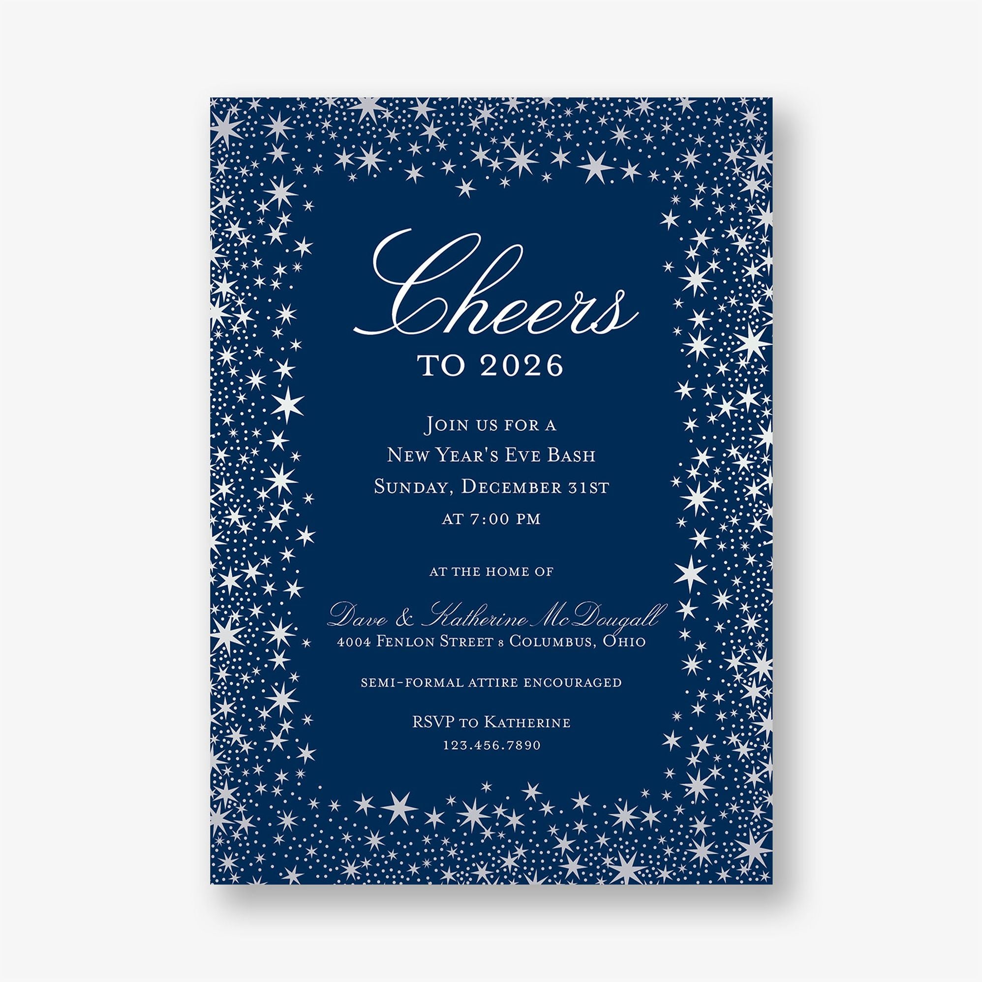 Alternative view of Star Border Foil Party Invitation