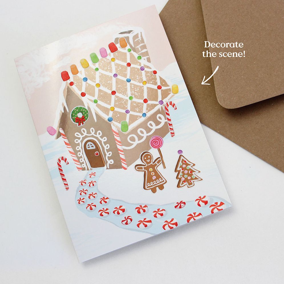 Alternative view of Gingerbread House Sticker Scene Holiday Card