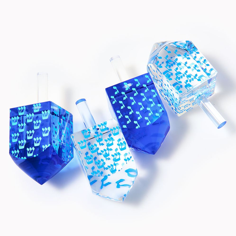 Alternative view of Acrylic Dreidel Set - Blue & White