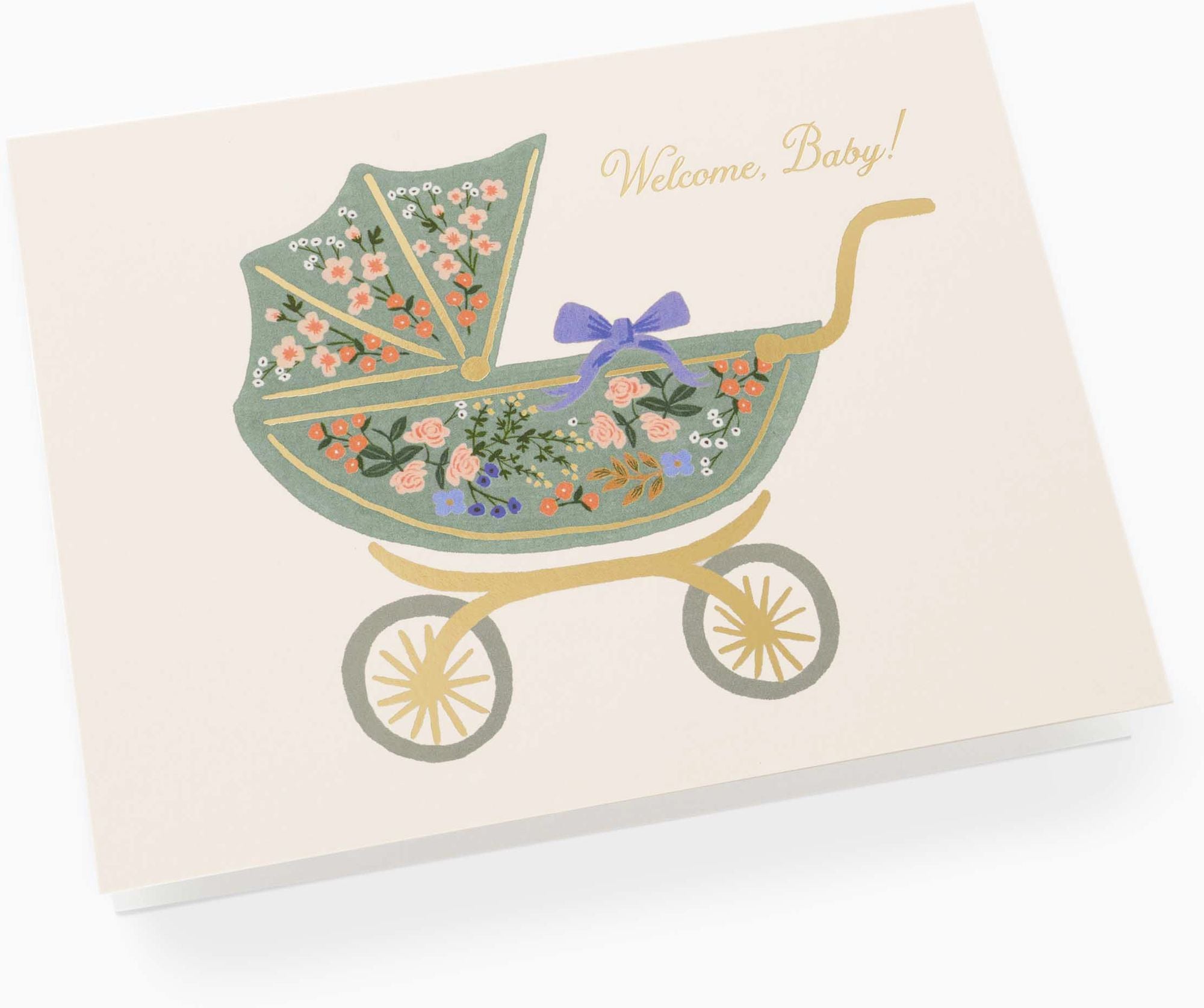 Alternative view of Floral Pram Baby Greeting Card