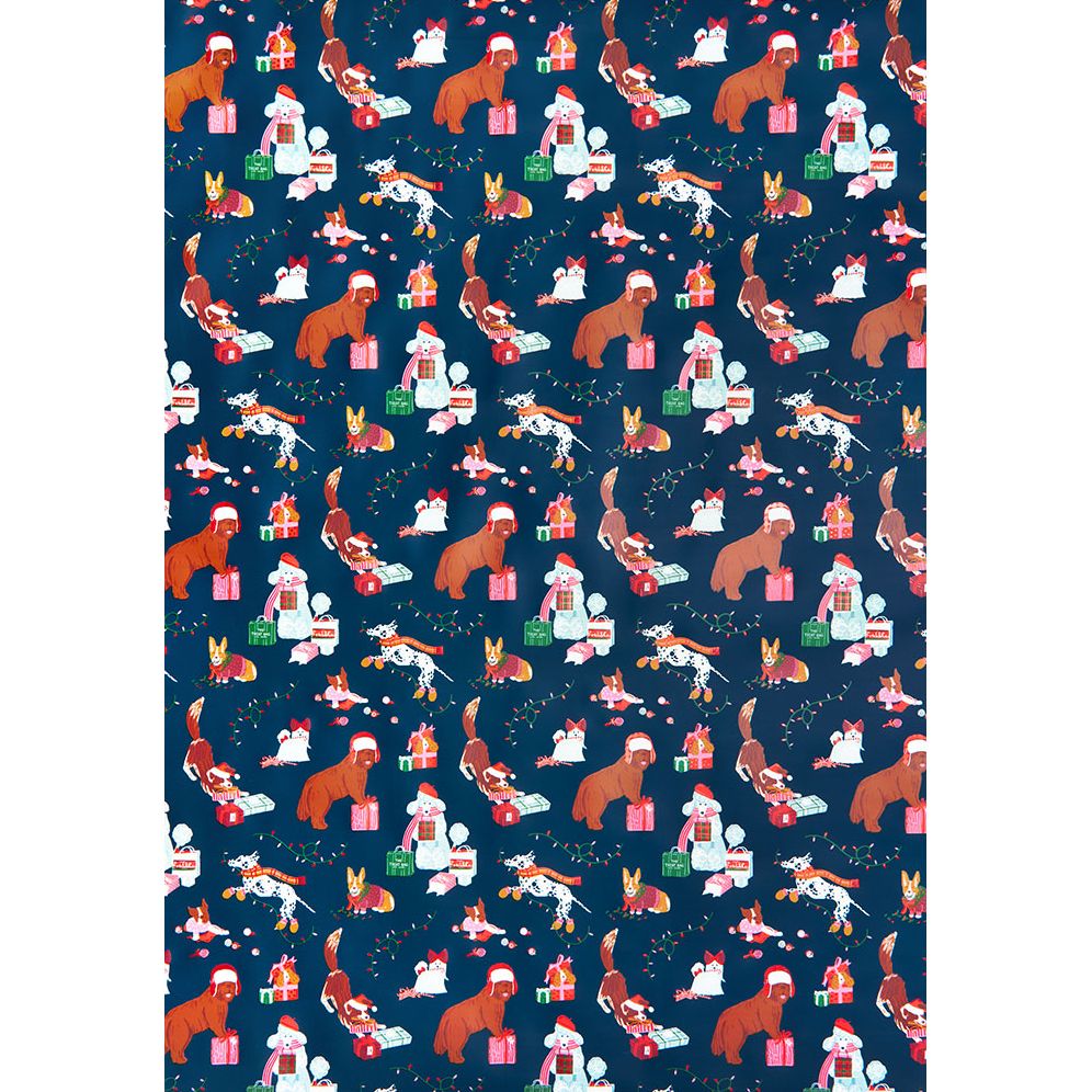 Alternative view of Festive Dogs Stone Wrapping Paper
