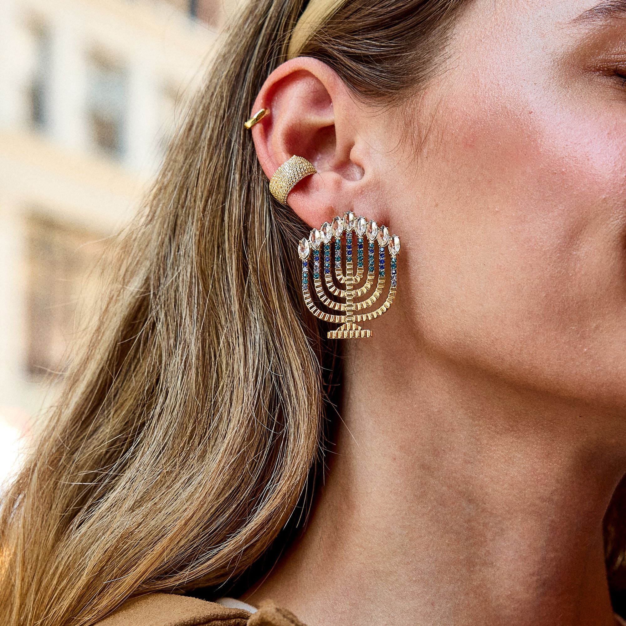 Alternative view of BaubleBar Menorah Earrings