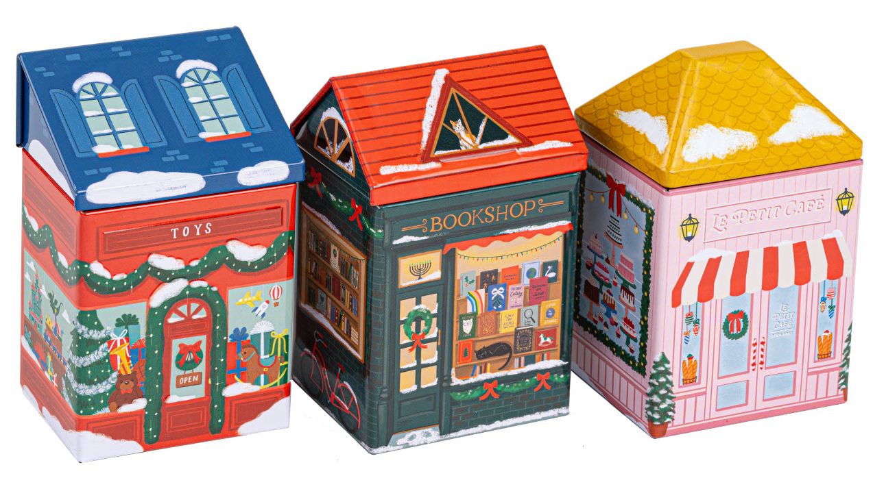 B&N Exclusive Holiday Village Tin Candles - Set of 3 - Image 3
