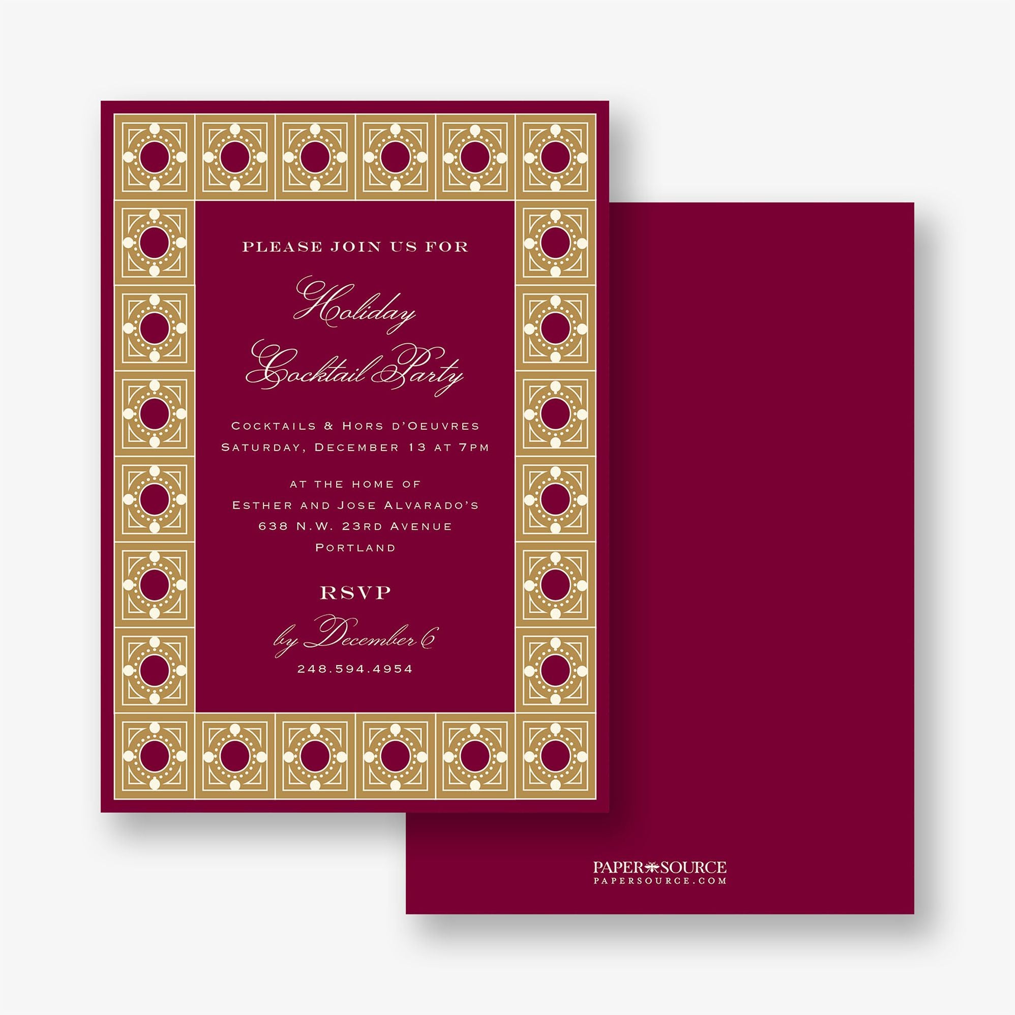 Alternative view of Garnet Tile Frame Holiday Party Invitation