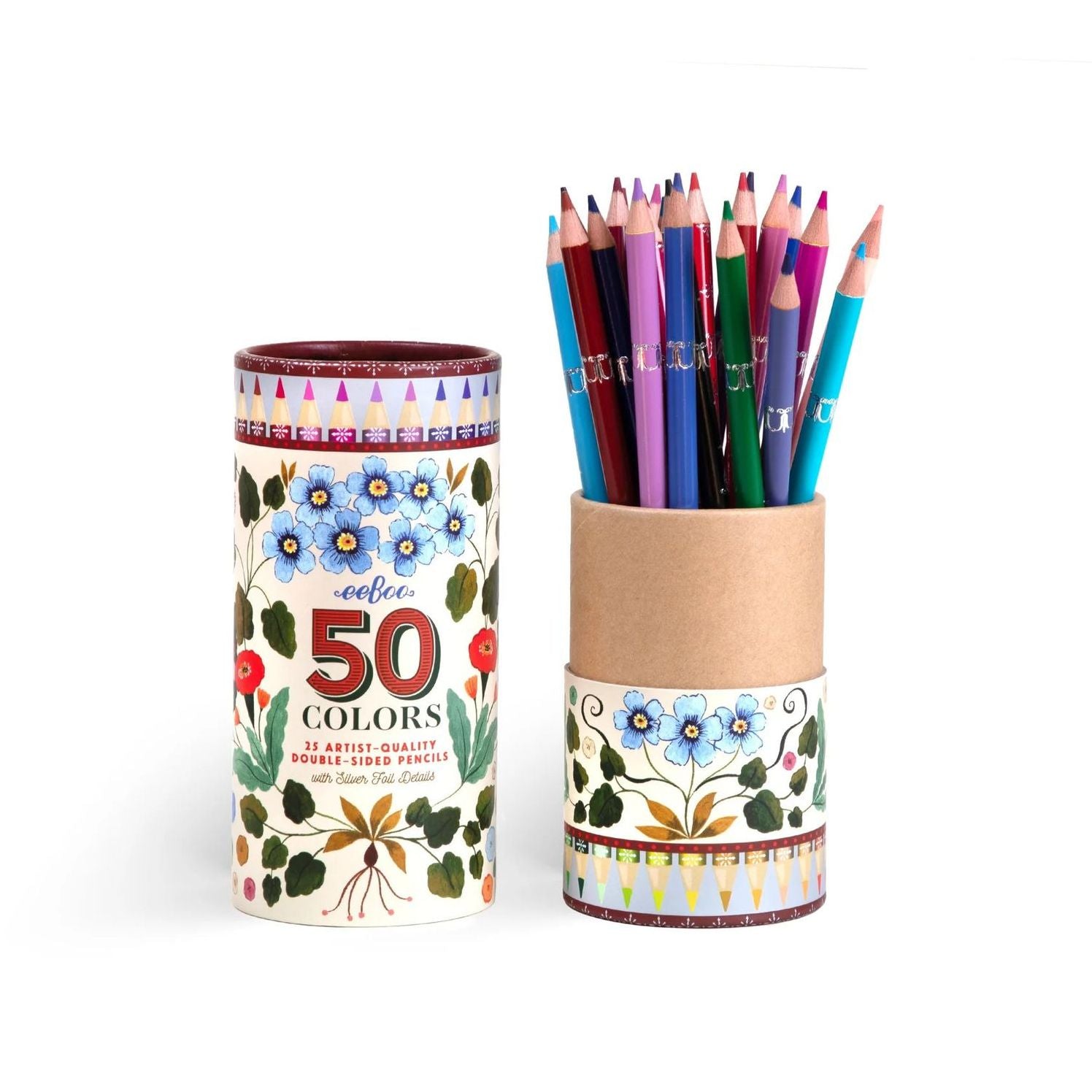 Alternative view of Flora's 25 Double-Sided Pencils in tube