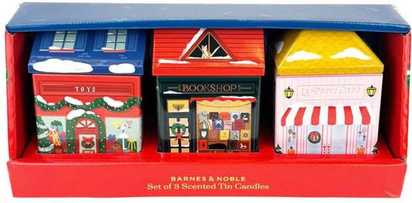 B&N Exclusive Holiday Village Tin Candles - Set of 3 - Image 4