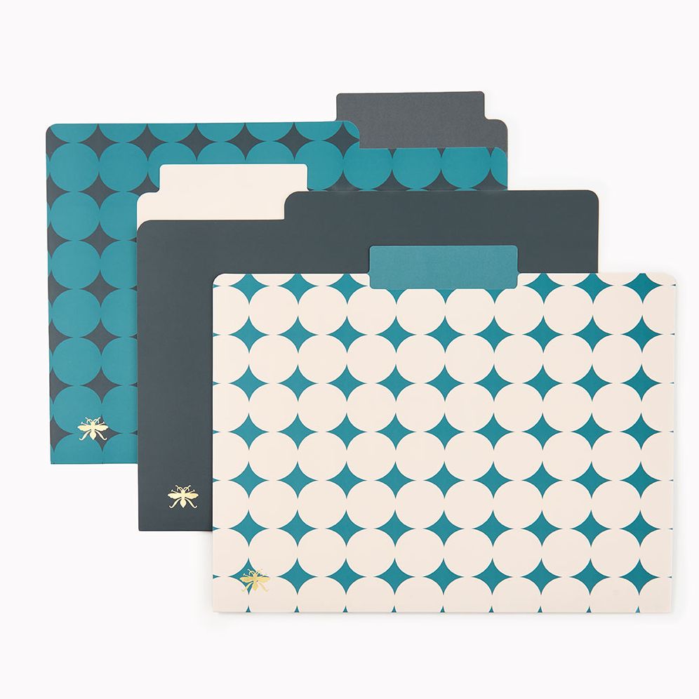 Alternative view of Teal Diamond Paper Wasp File Folders S/6