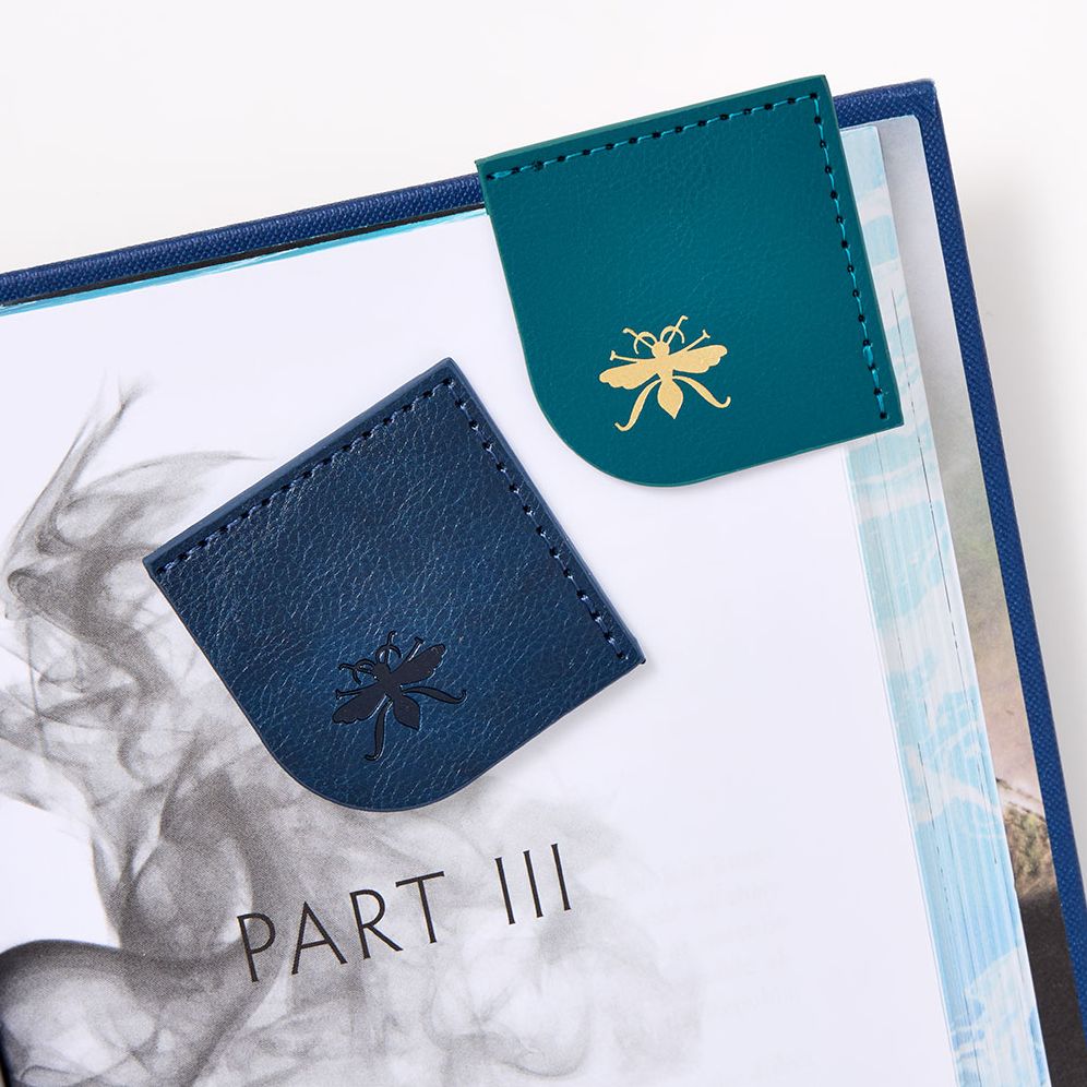 Alternative view of Teal Paper Wasp Leatherette Corner Bookmark Set