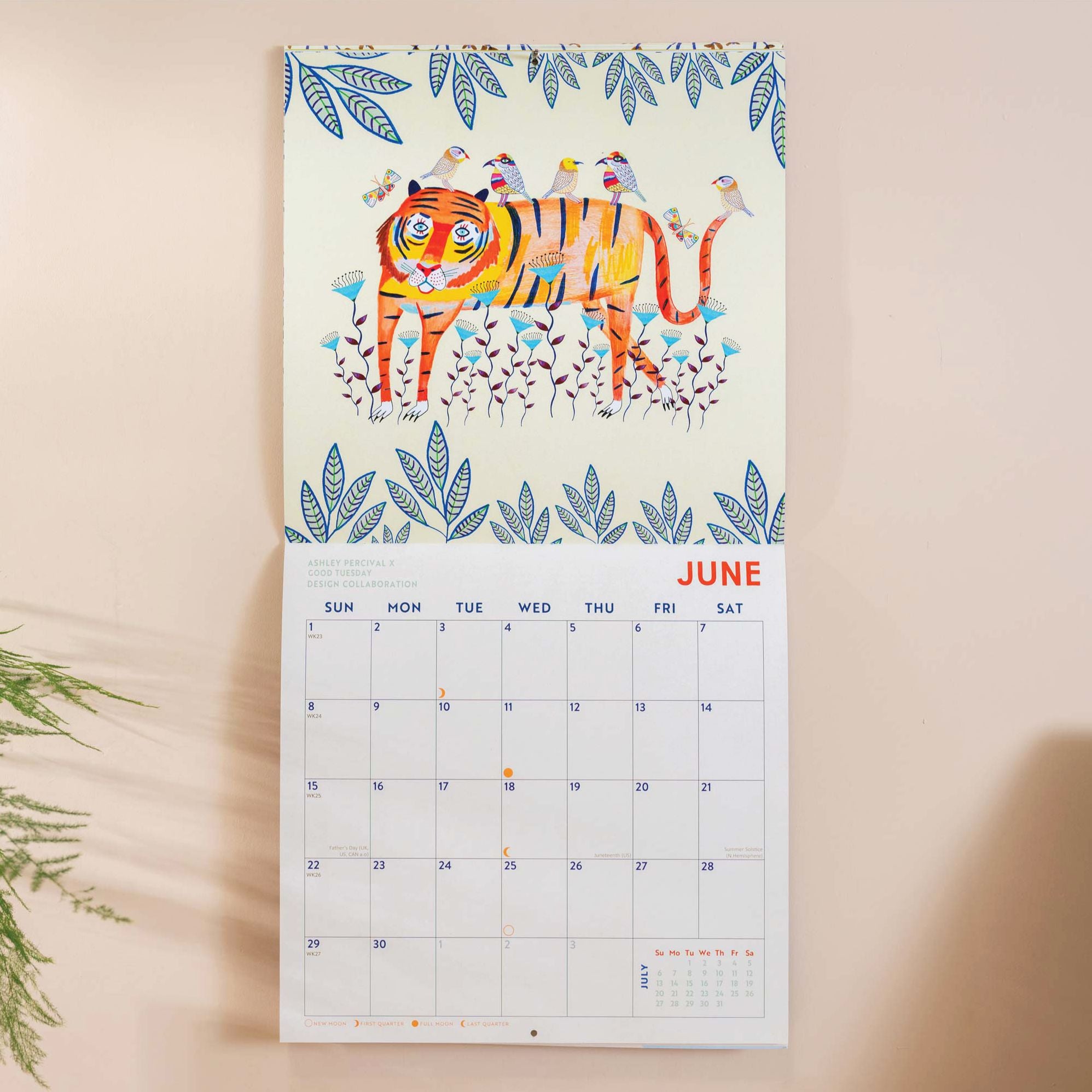 2026 Folk Animals Large Grid Art Calendar - Image 5