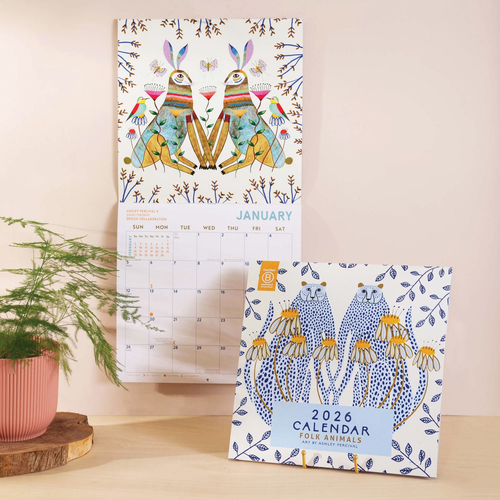 2026 Folk Animals Large Grid Art Calendar - Image 7