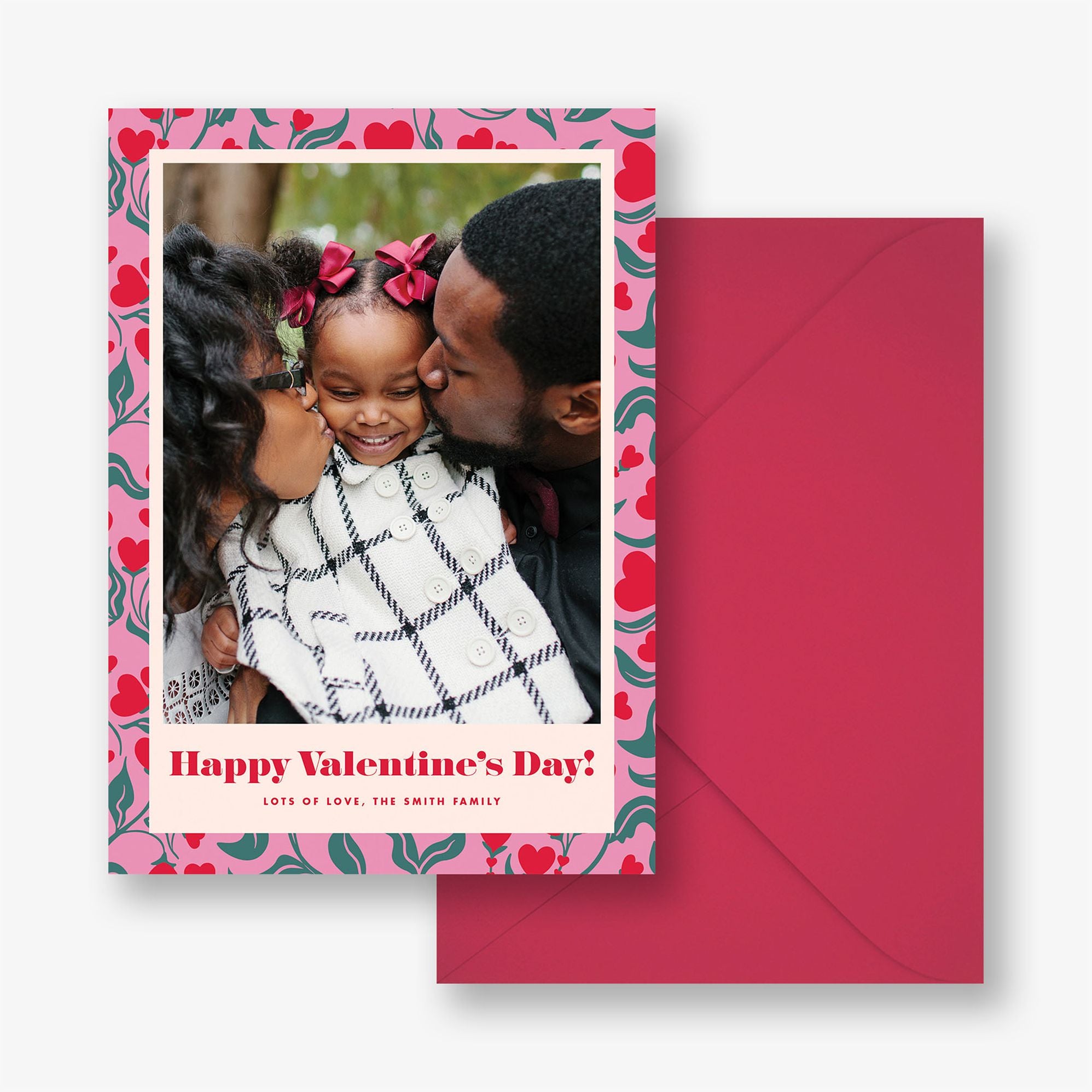 Alternative view of Heart Blooms Valentine Photo Card