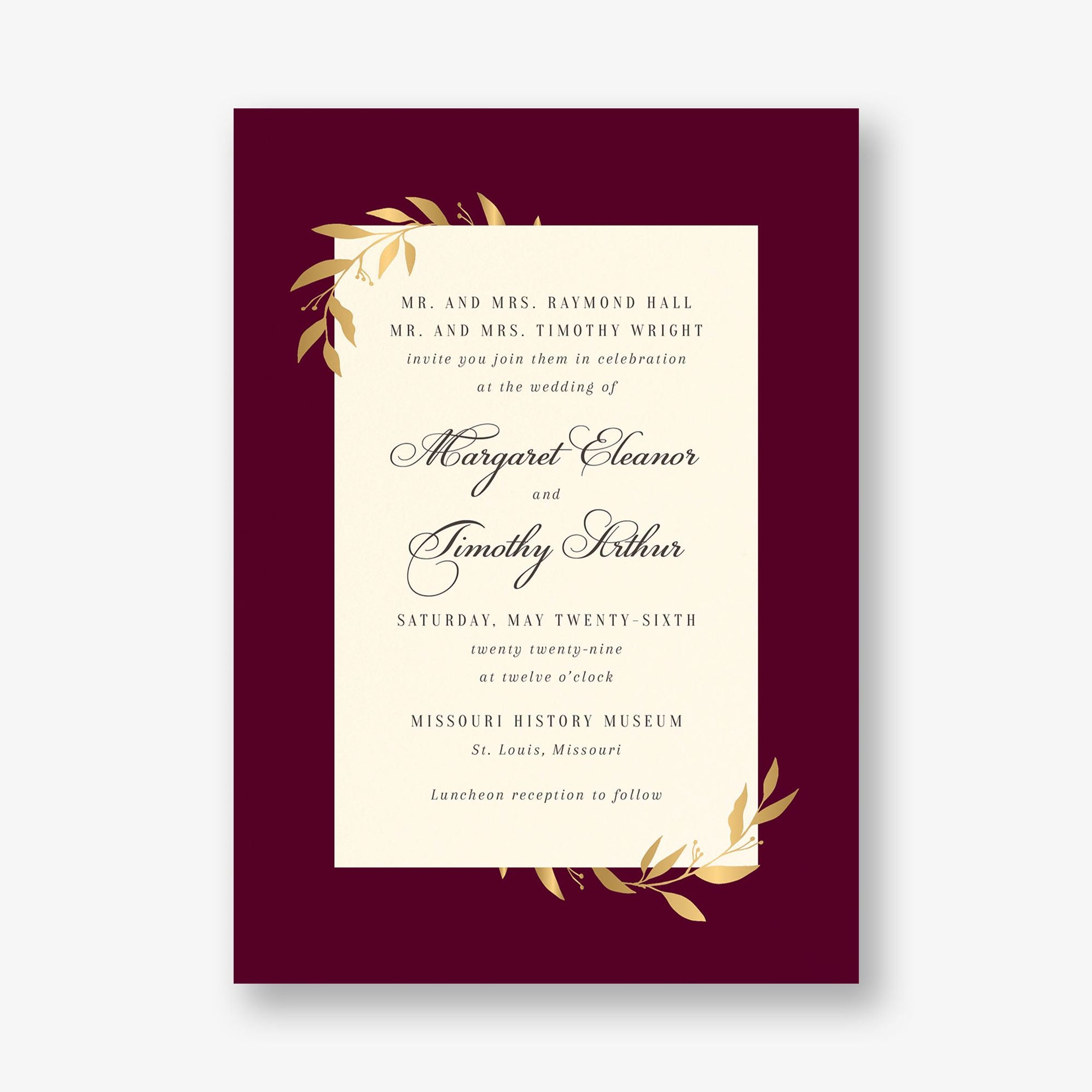 Alternative view of Wrapped Vines Foil Wedding Invitation