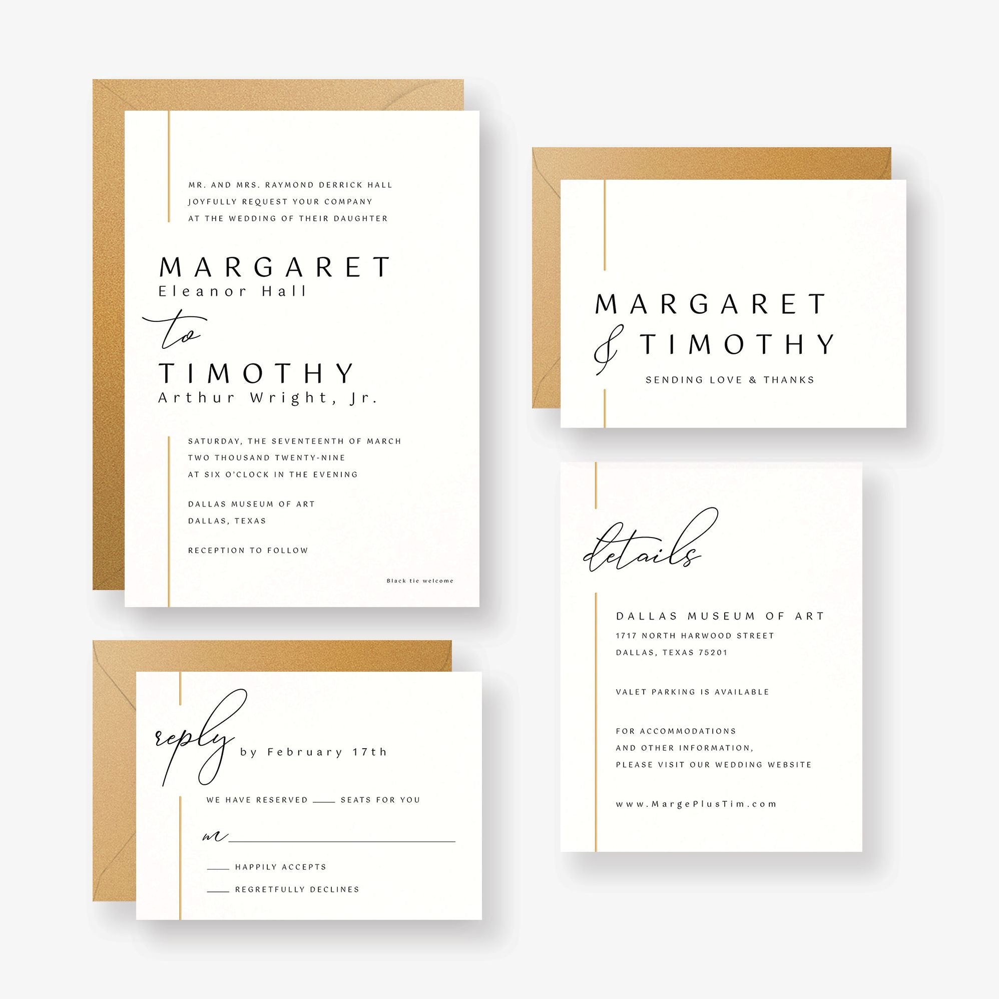 Alternative view of Contemporary Borderline Foil Wedding Invitation