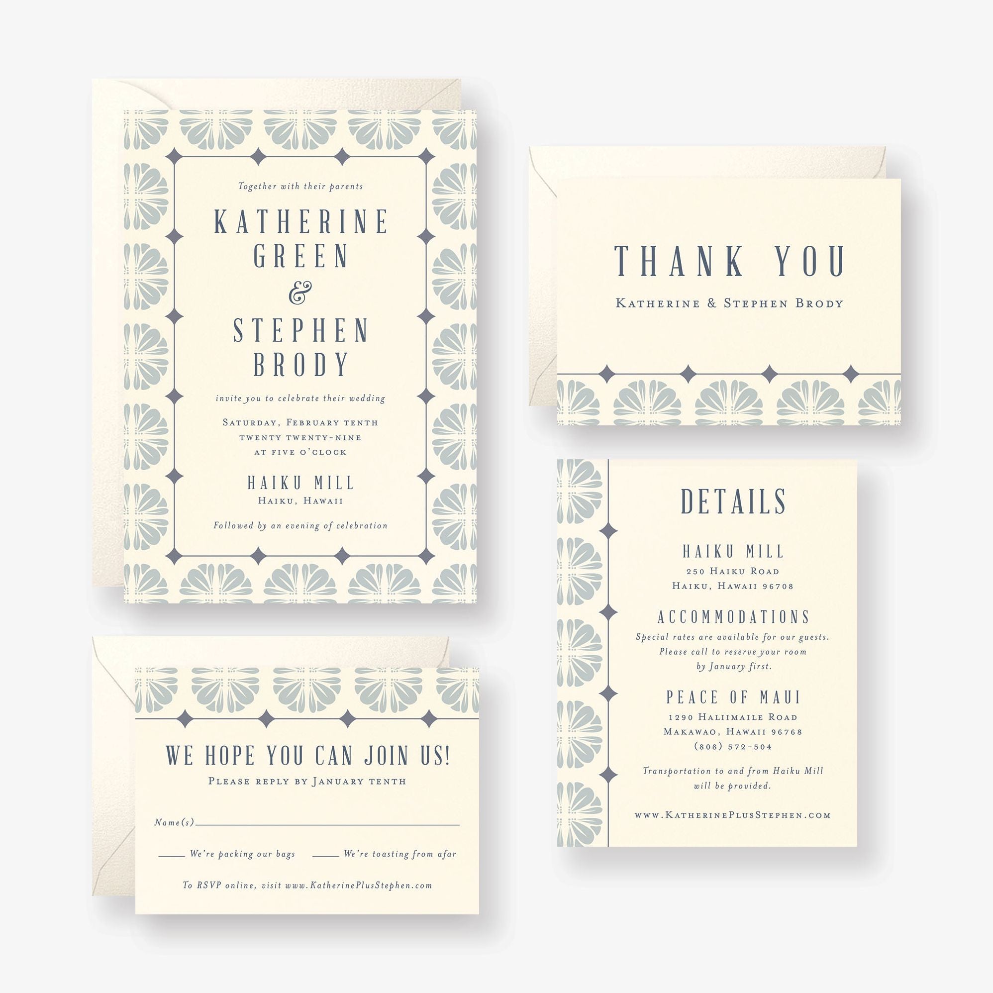 Alternative view of Scalloped Tile Wedding Invitation