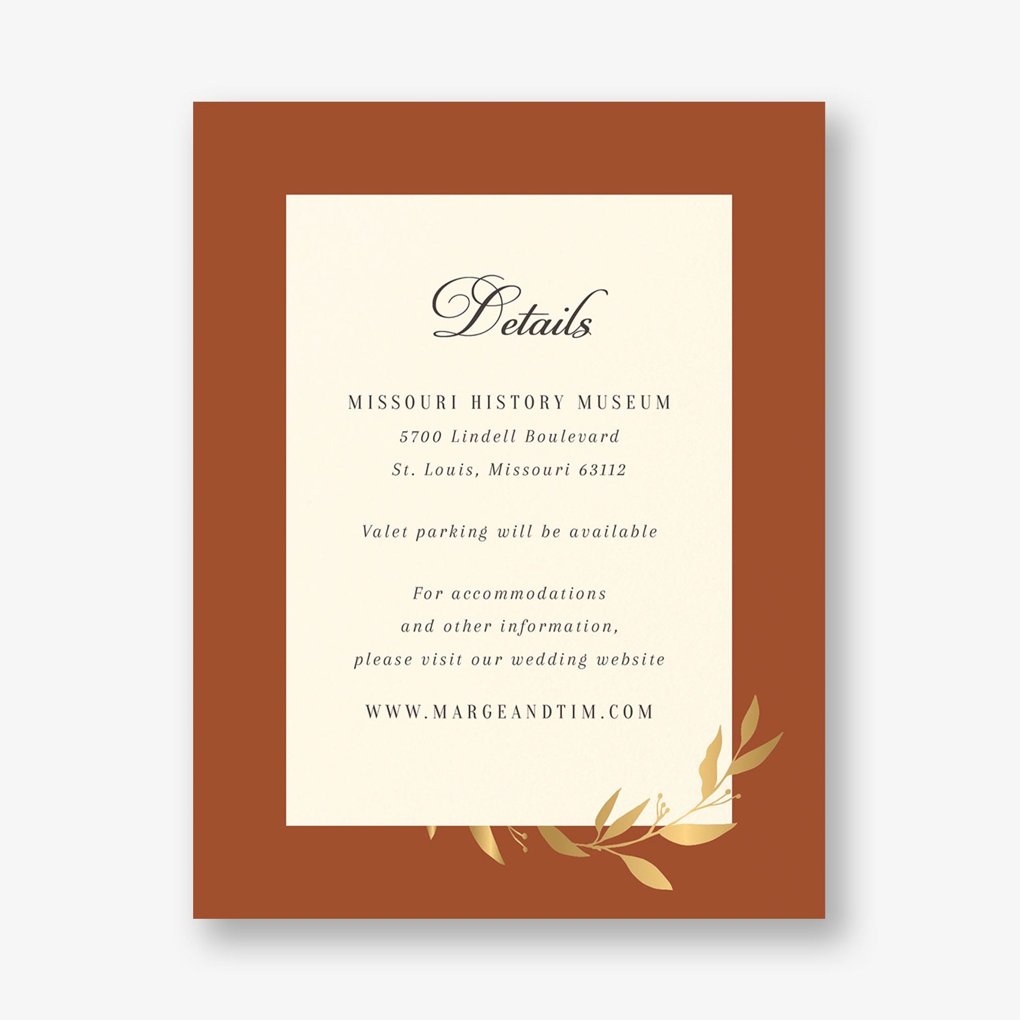 Alternative view of Wrapped Vines Foil Information Card