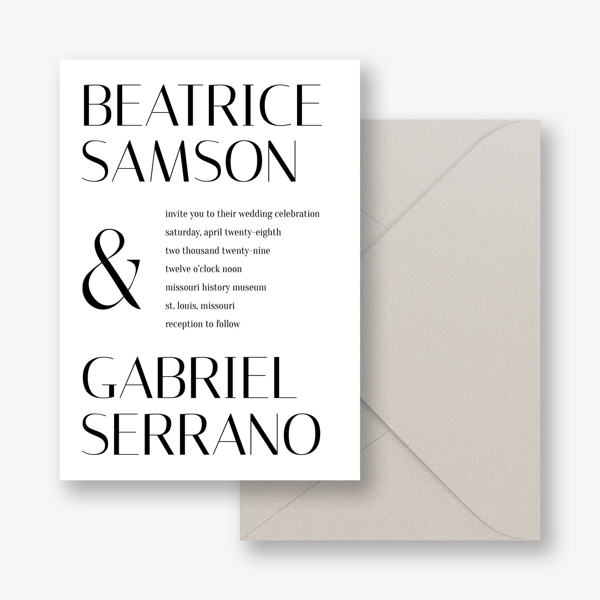 Alternative view of Stacked Deco Type Wedding Invitation