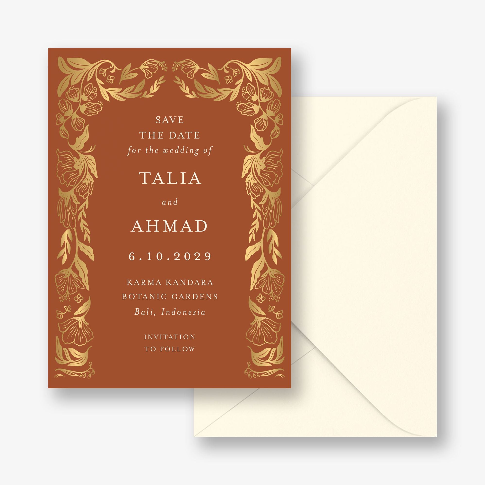 Alternative view of Bold Botanical Arch Foil Save the Date