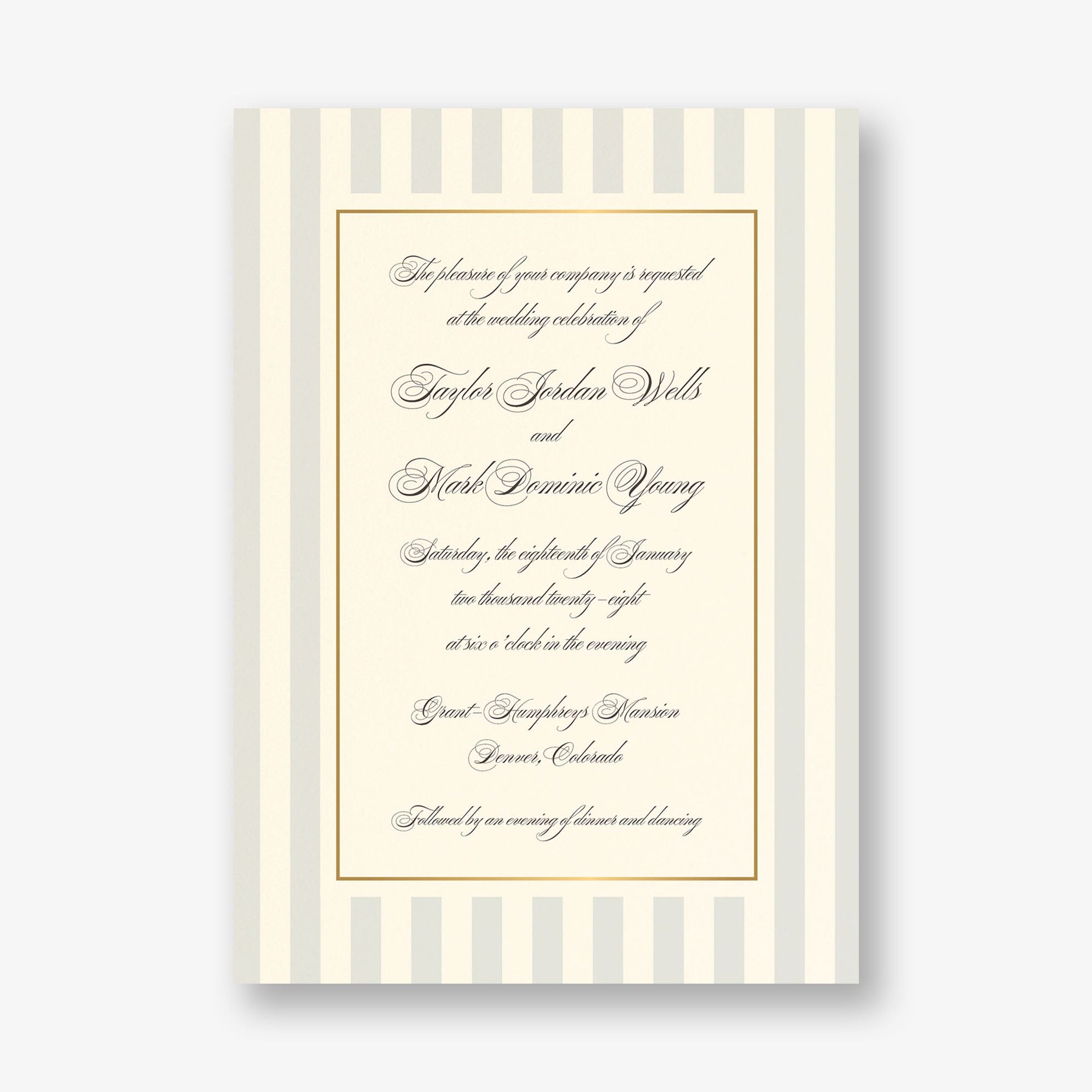 Alternative view of Posh Pinstripe Foil Wedding Invitation