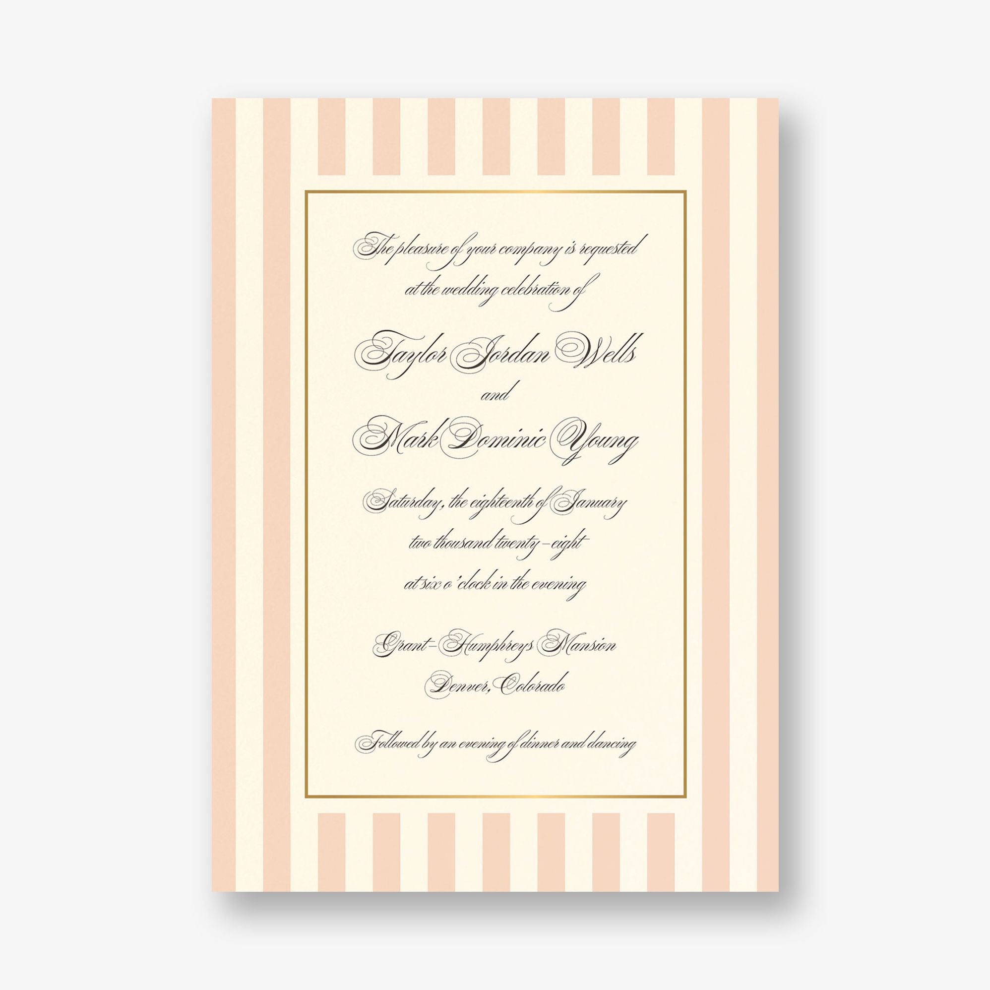Posh Pinstripe Foil Wedding Invitation - Image 3