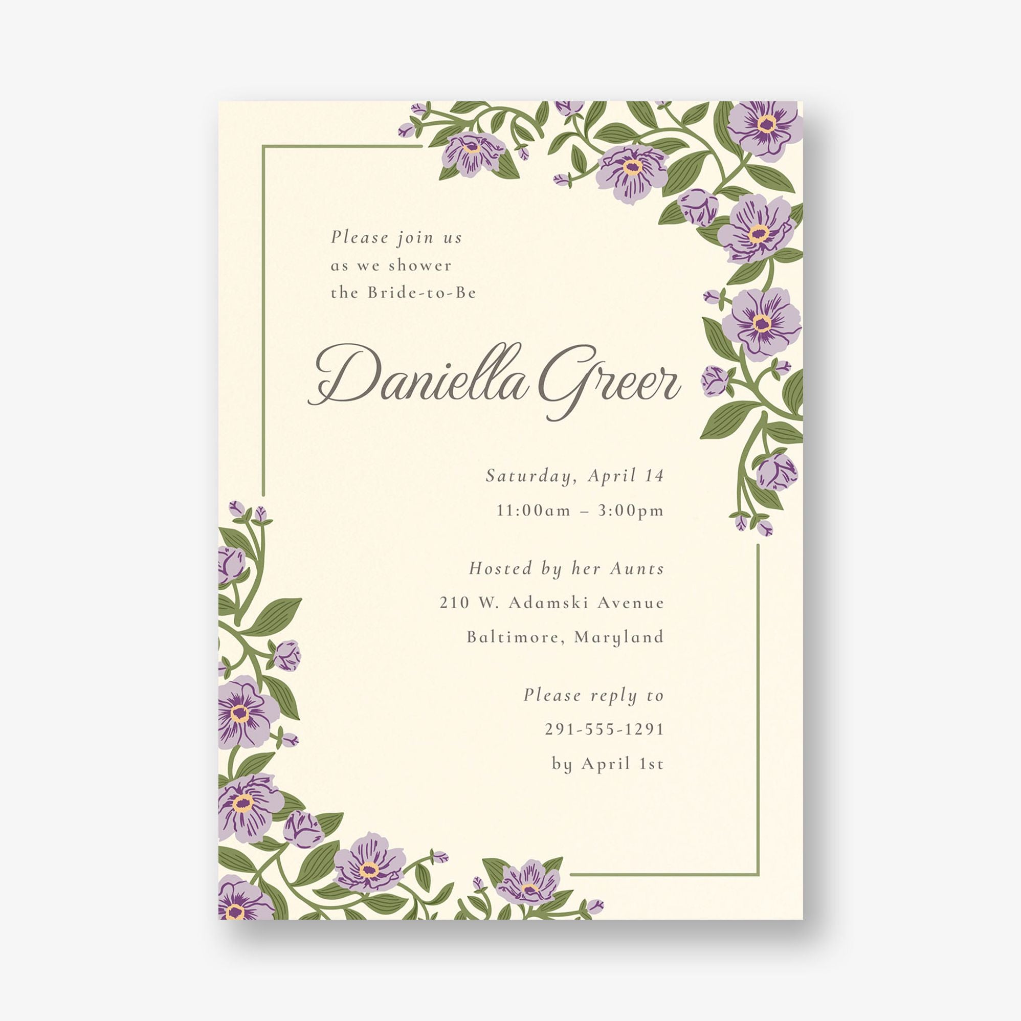 Alternative view of Vintage Primrose Bridal Shower Invitation
