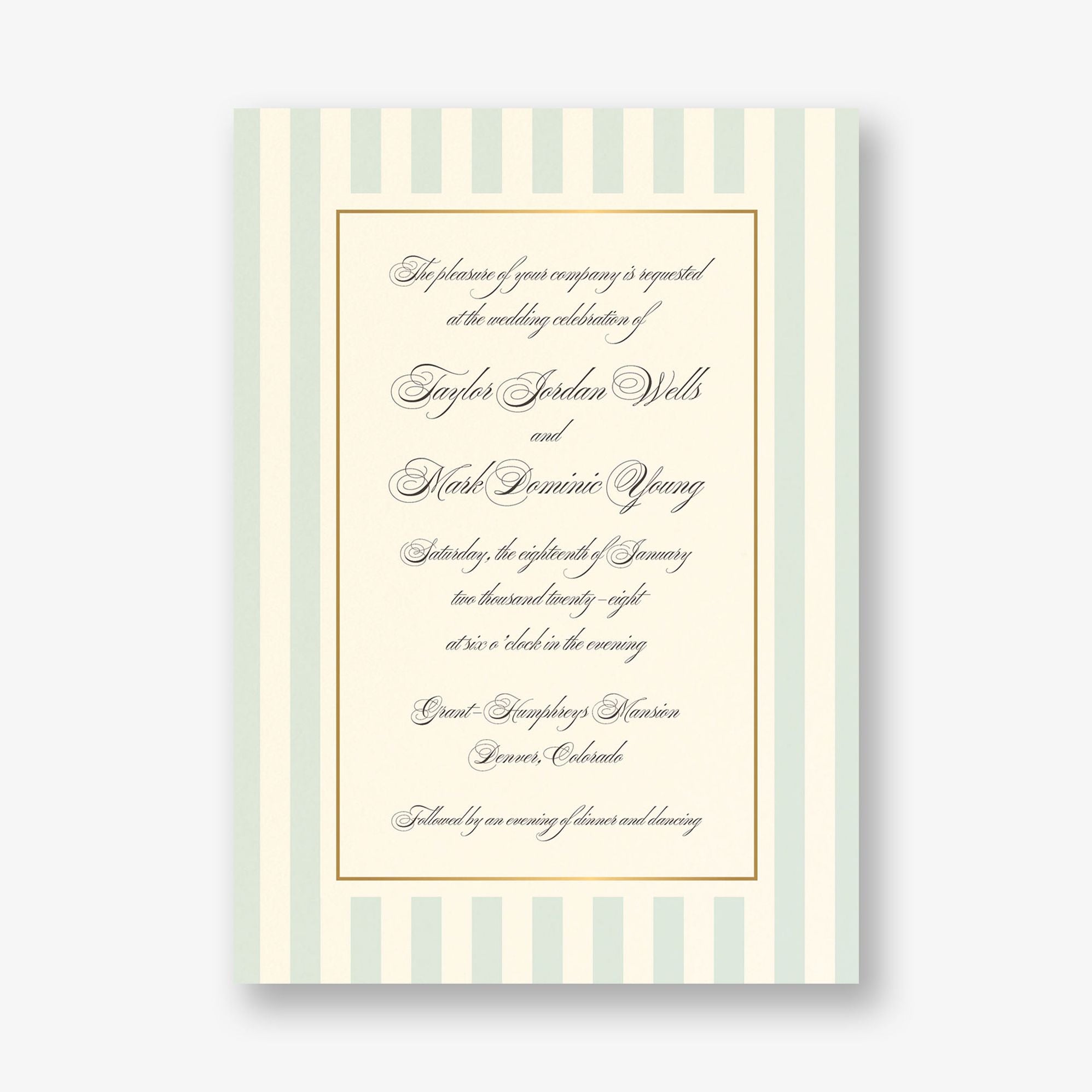 Posh Pinstripe Foil Wedding Invitation - Image 5