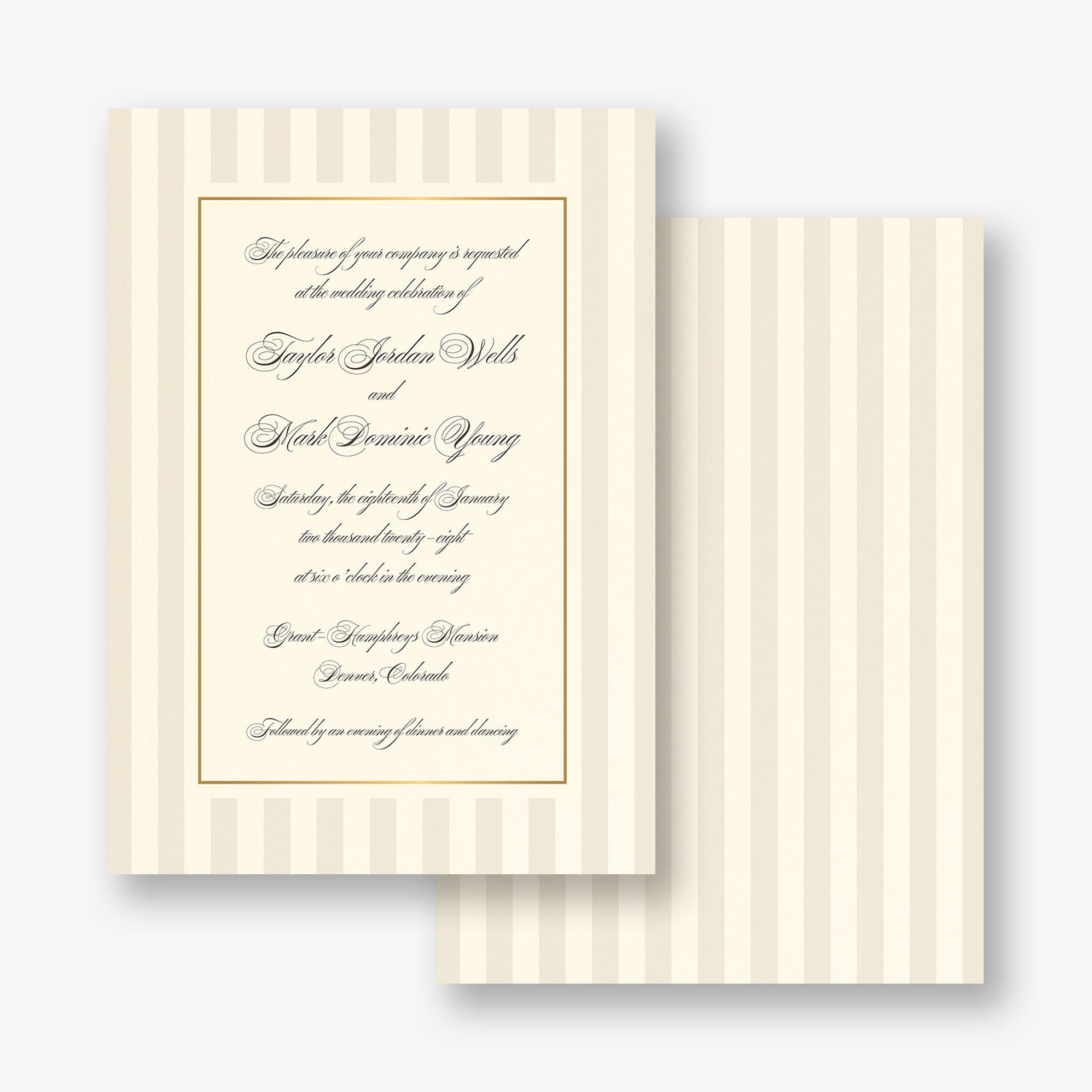 Posh Pinstripe Foil Wedding Invitation - Image 6
